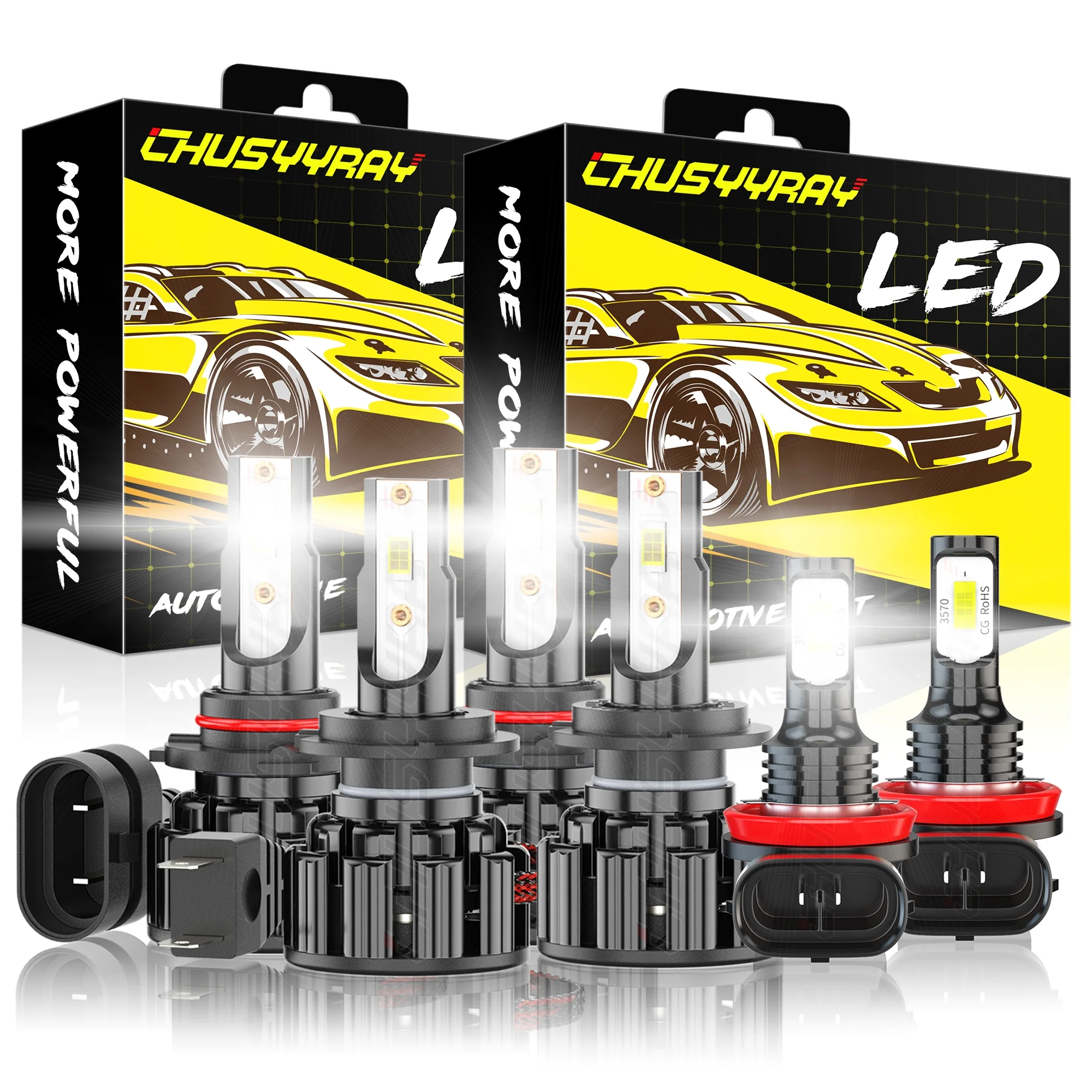 6x For Kia Forte 2017-2018 LED 9005 H7 Headlight & H11/H8/H9 Fog Light Combo Bulbs Kit，CHUSYYRAY