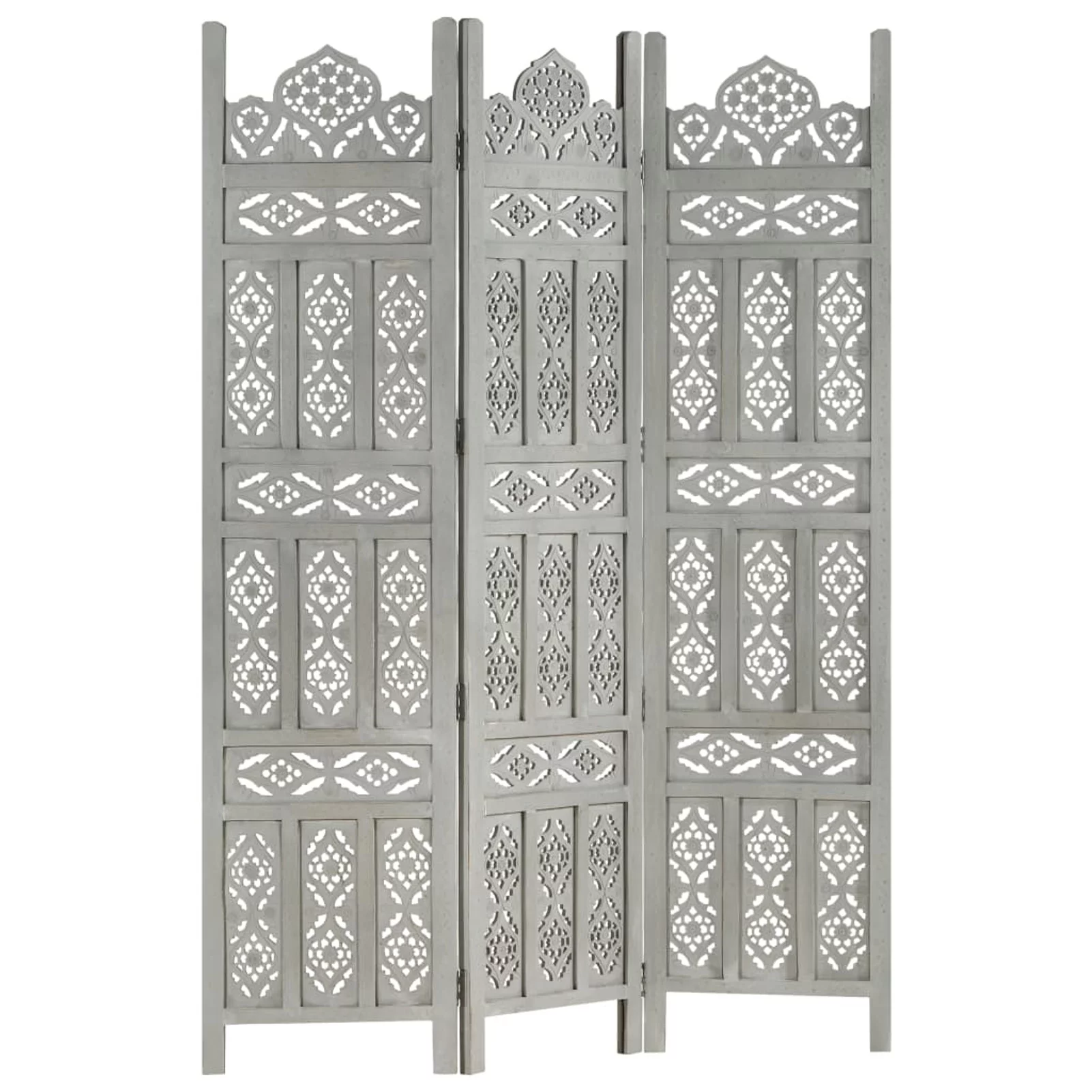 Dcenta Hand carved 3-Panel Room Divider Gray 47.2
