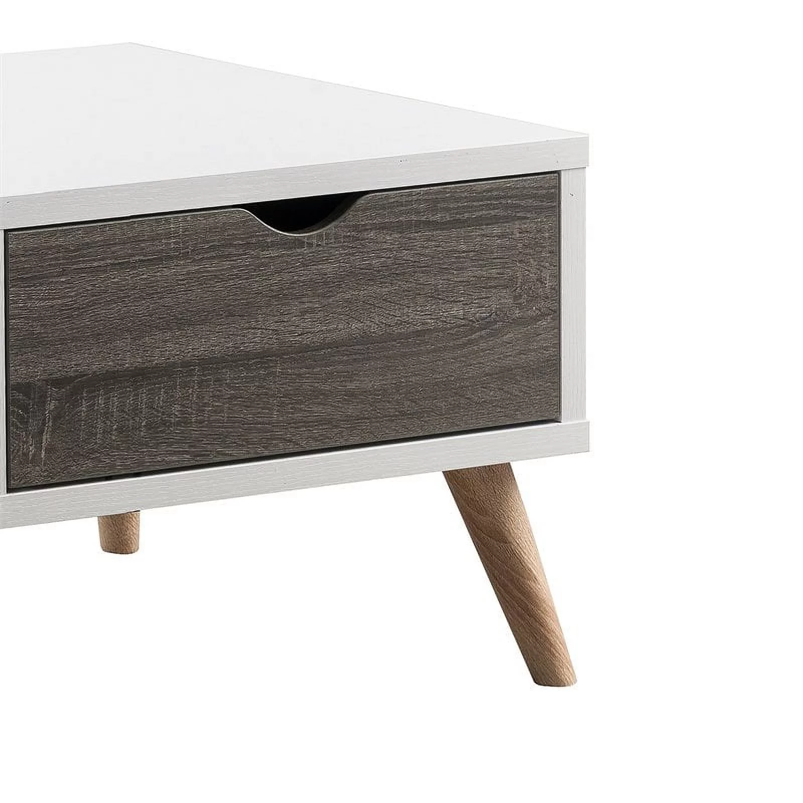 Furniture of America Paulson Wood 1-Drawer Coffee Table in White and Dark Gray