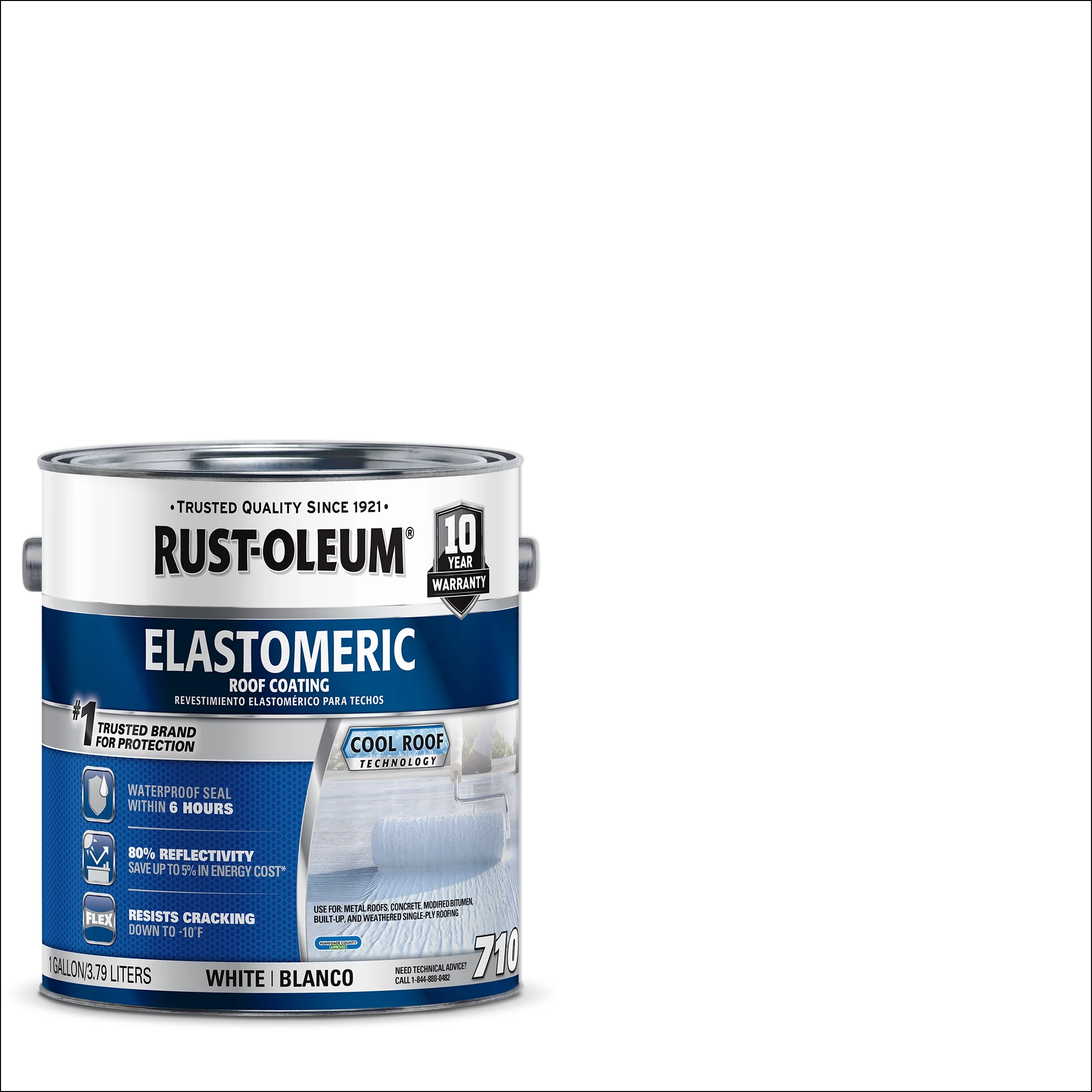 White, Rust-Oleum 710 Elastomeric Roof Coating, 1 Gal