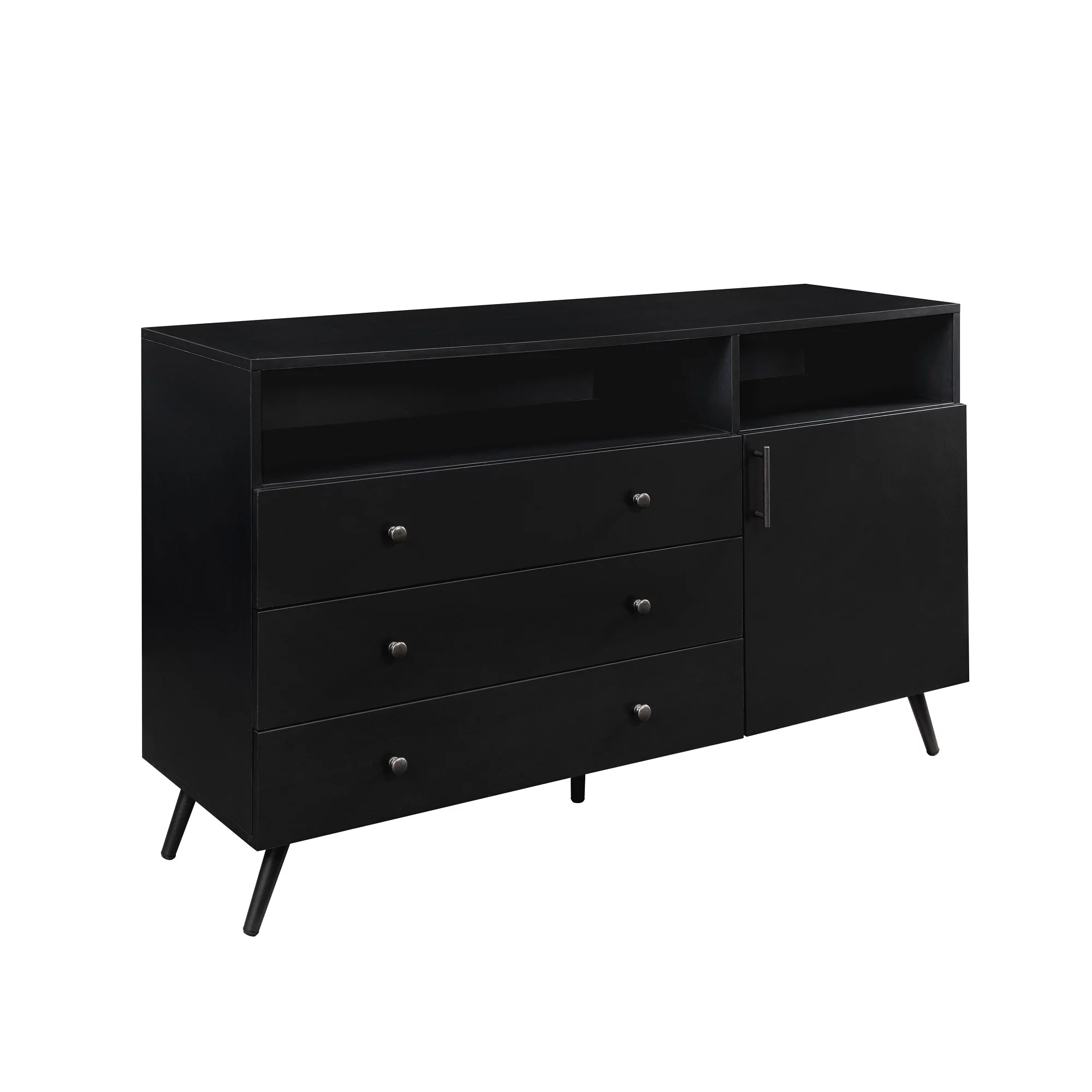 Walker Edison Mid-Century Modern 3-Drawer Sideboard, Solid Black