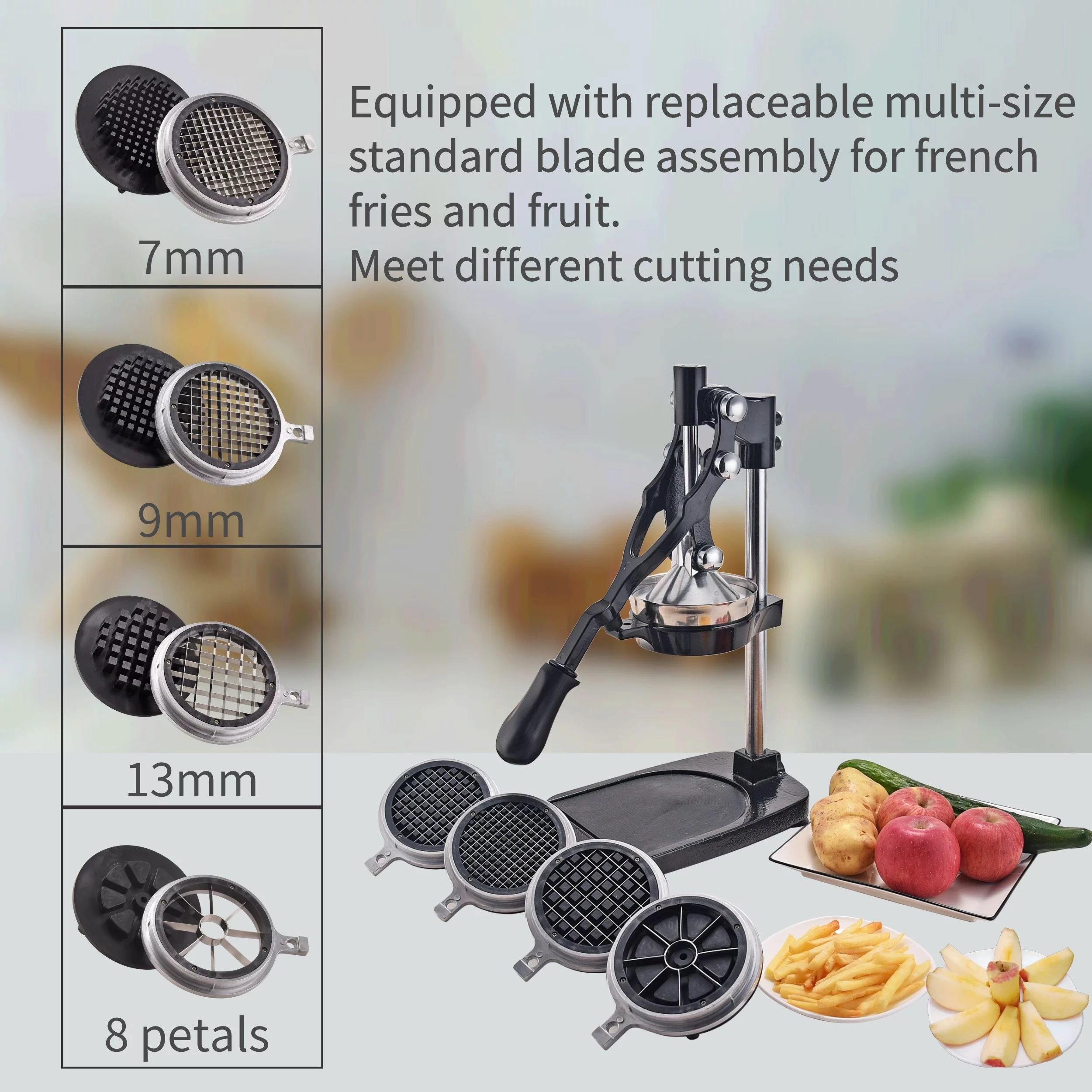 ARC 008B Manual Citrus Juicer Multifunction Juice Squeezer French Fry Cutter (Black)