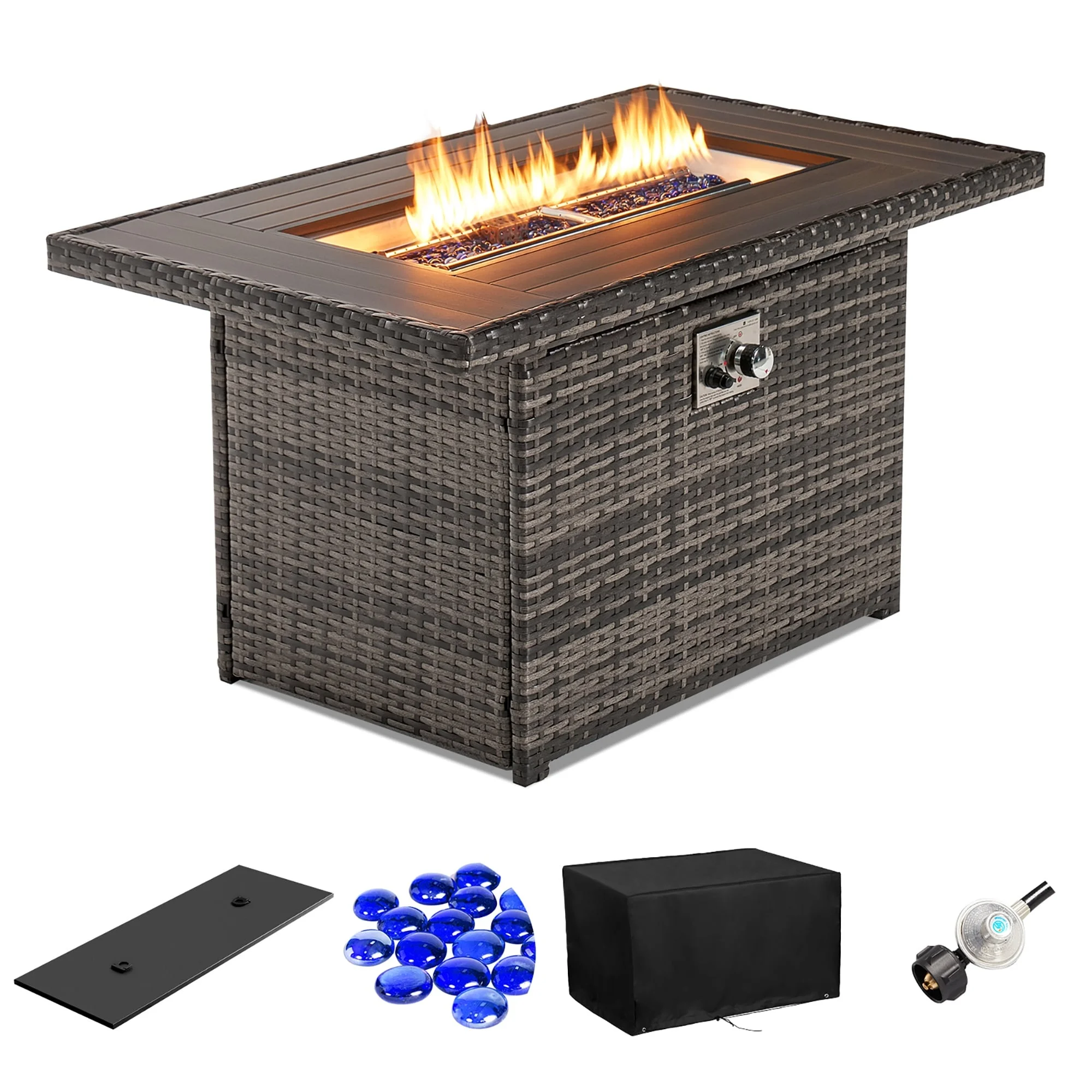 Aoxun 44 inch Fire Pit Table, 50000 BTU Outdoor Gas Grey