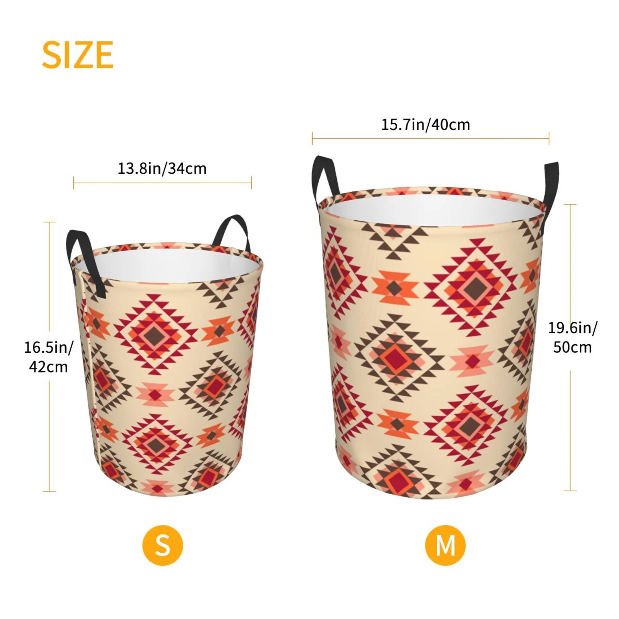 ZICANCN Laundry Basket Organizer, Boho Ethnic Native Style Collapsible Hamper for Bathroom Bedroom Laundry Room, Small Size