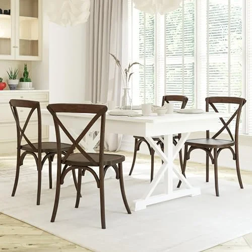 HBBOOMLIFE Stackable Early American Wood Cross Back Chair