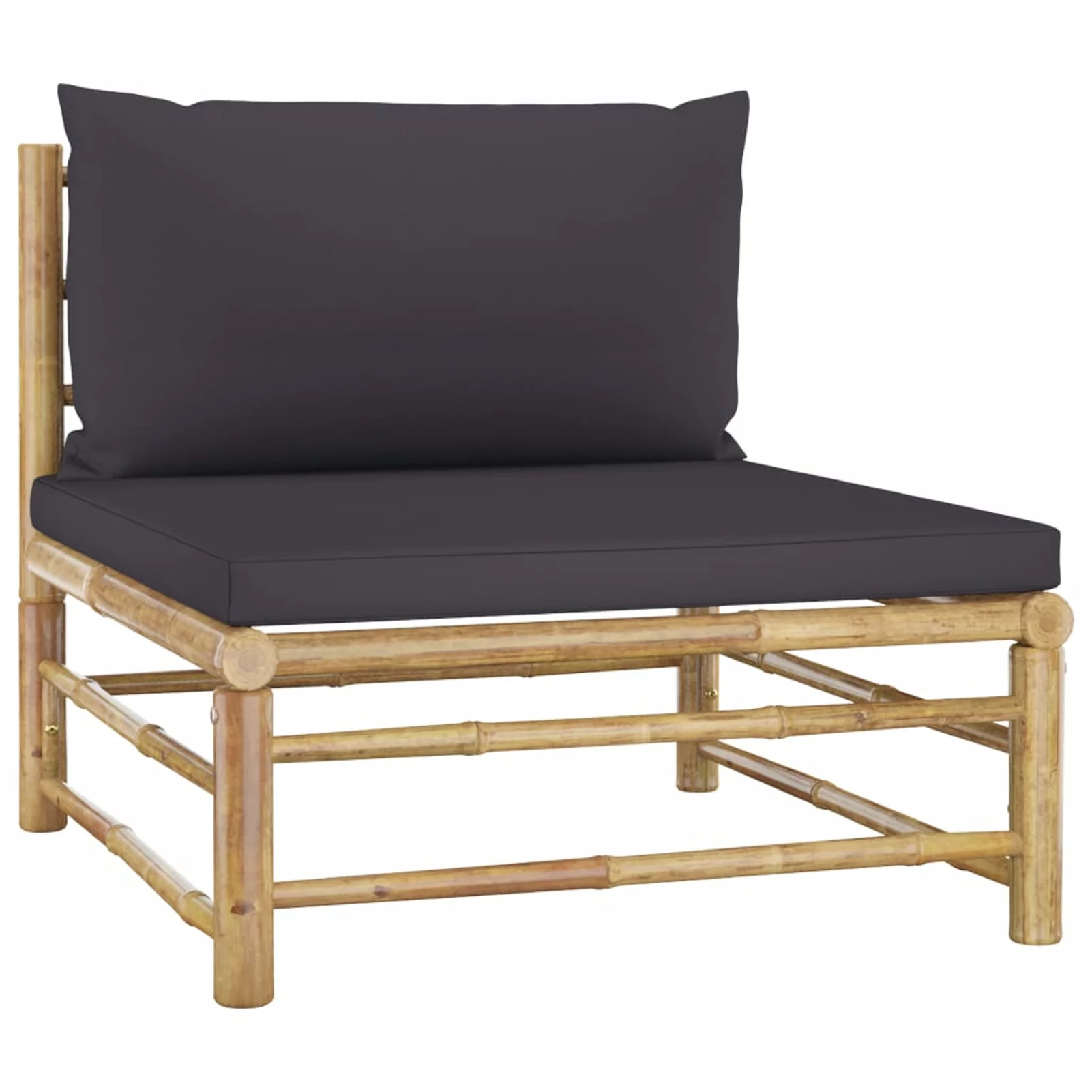 2 Piece Patio Set with Dark Gray Cushions Bamboo