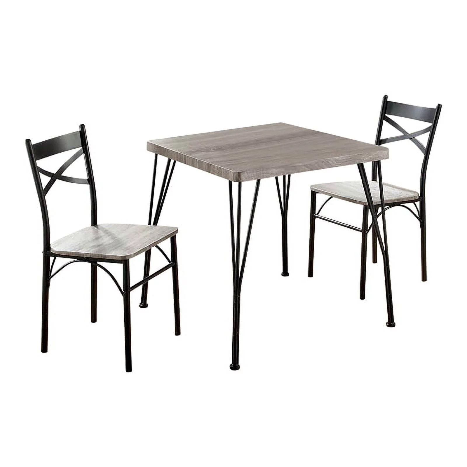 Furniture of America Kelle Transitional Metal 3-Piece Dining Set in Natural Tone