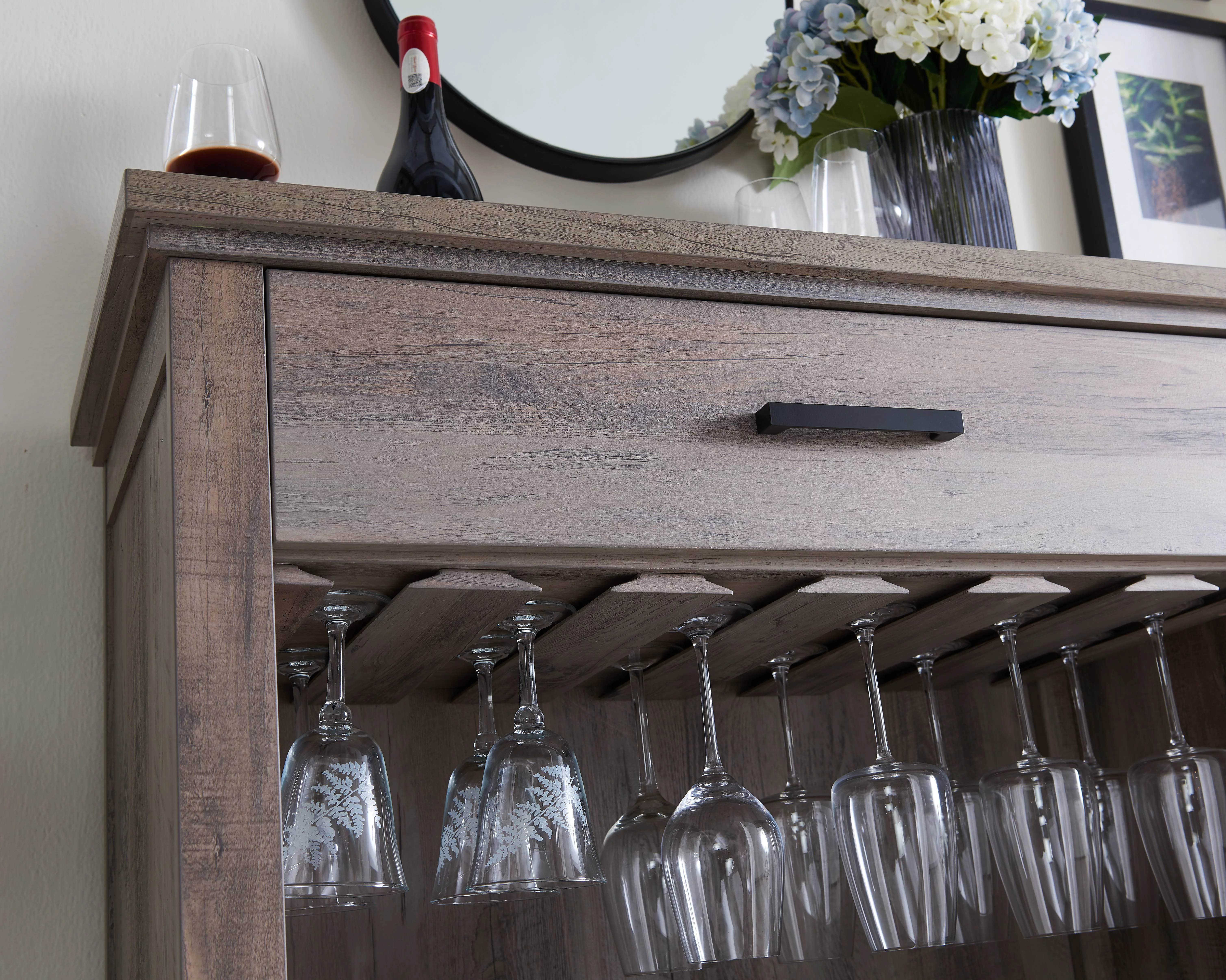 Home Source Jill Zarin Bar Sideboard in Grey Wash in Wood