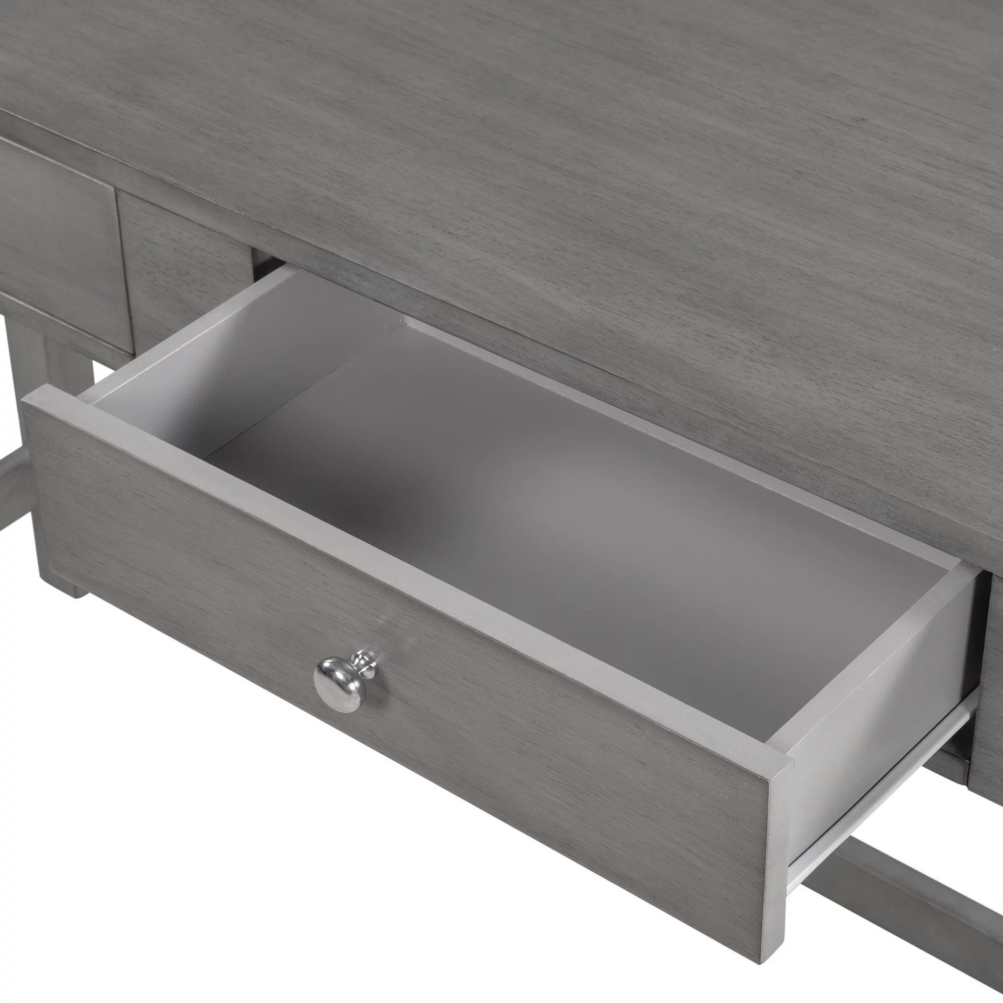 TOPMAX 4-Piece Counter Height Table Set with Socket and Fabric Padded Stools, Gray