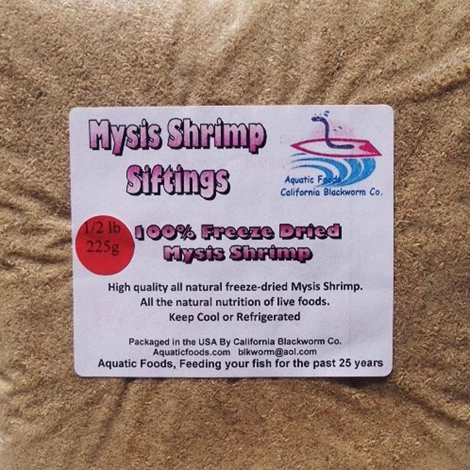 Aquatic Foods Freeze Dried Mysis Shrimp Fine Powder Siftings 1/2-lb - Perfect for the DIY Fish Food Maker.