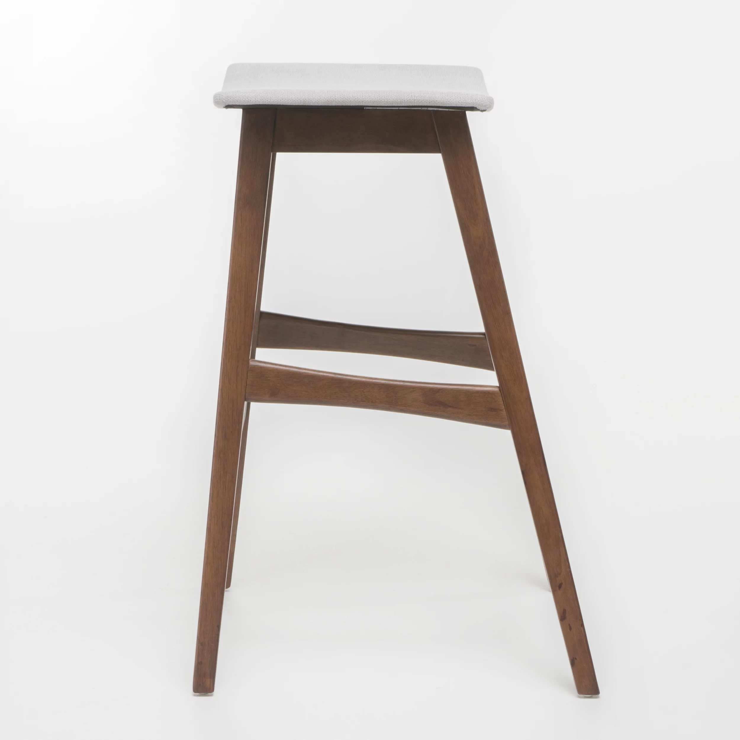 Noble House Jackie Walnut Finish Bar Stools, Set of 2, Light Beige