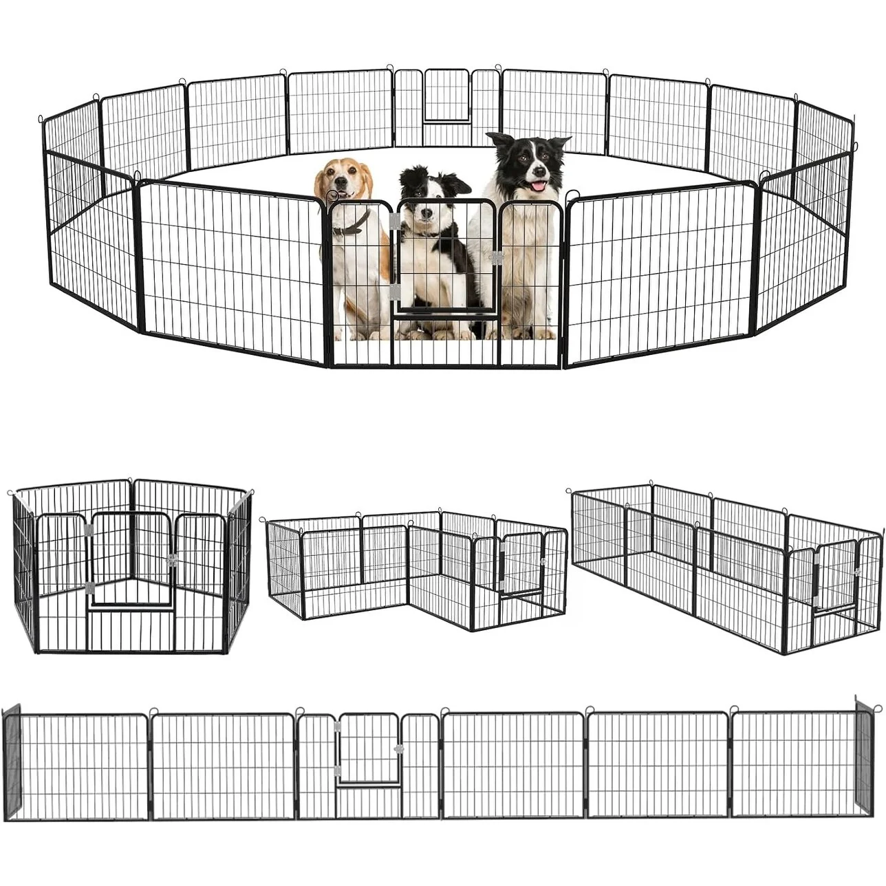 Bossin  Dog Playpen Dog Kennel Pen Cage Dog Fence Exercise Pen with Doors 8/16/24 Panel 24inch 24 inch 8 Panels