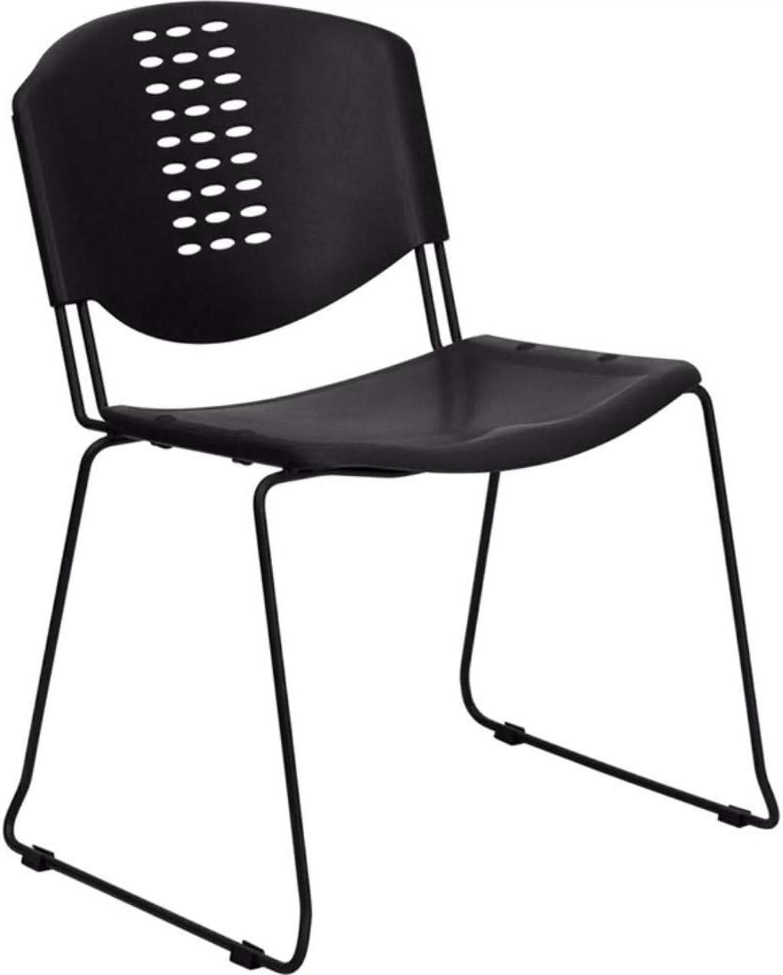 5 Pack HERCULES Series 400 Lb. Capacity Black Plastic Stack Chair With Black Frame