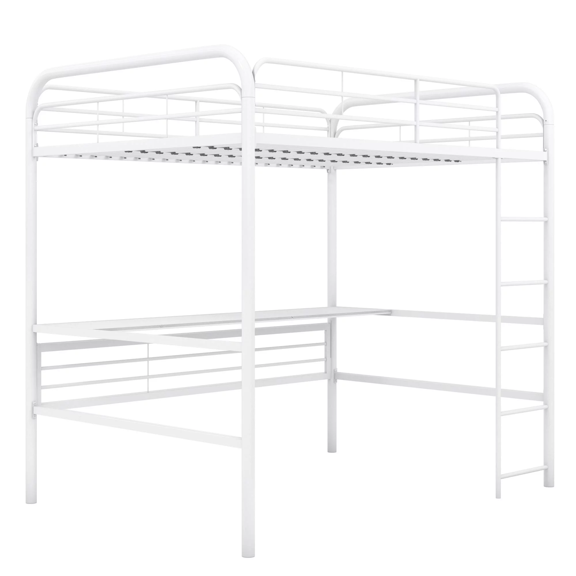 DHP Shawn Full Metal Loft Bed with Desk, Off White/Off White