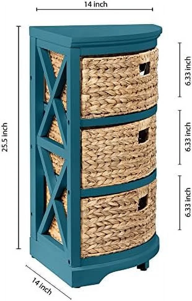 SQTRFCV Hampton Meadows 3 Tier X-Side End  Cabinet with 6 Wicker Baskets  Walnut