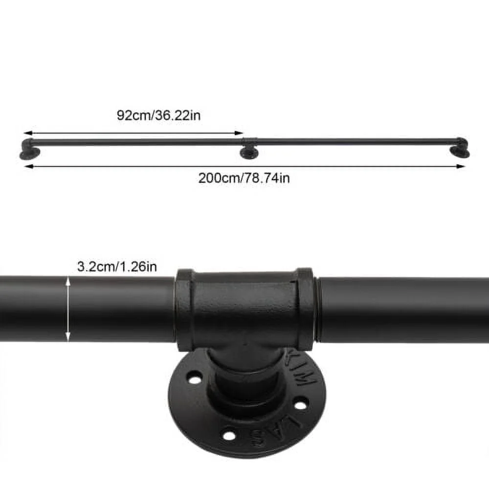 Metal Stair Handrail Staircase Handrail 2 Section Galvanized Iron Pipe 6.6 Feet