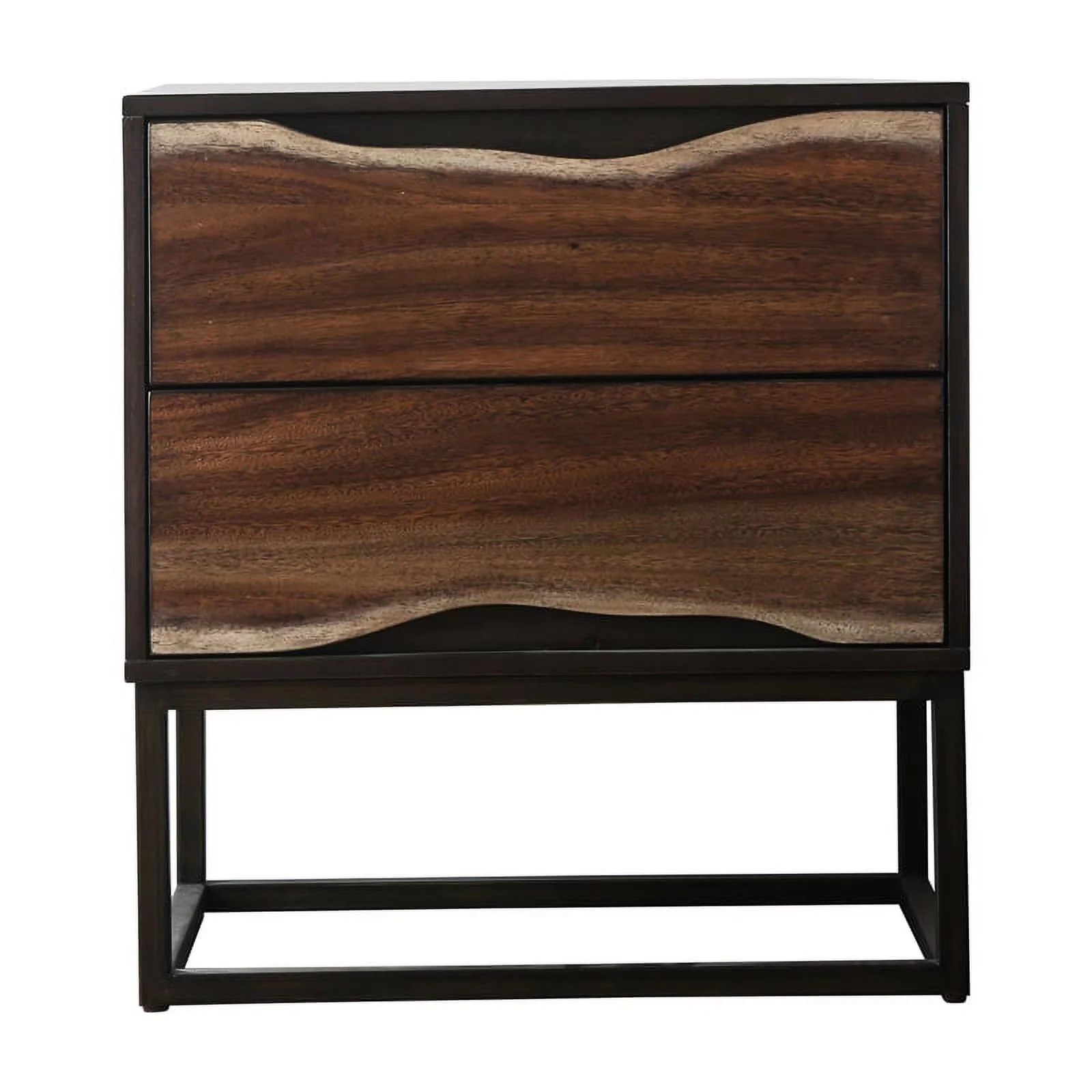 Furniture of America Trippen Wood 2-Drawer Nightstand in Dark Oak and Walnut