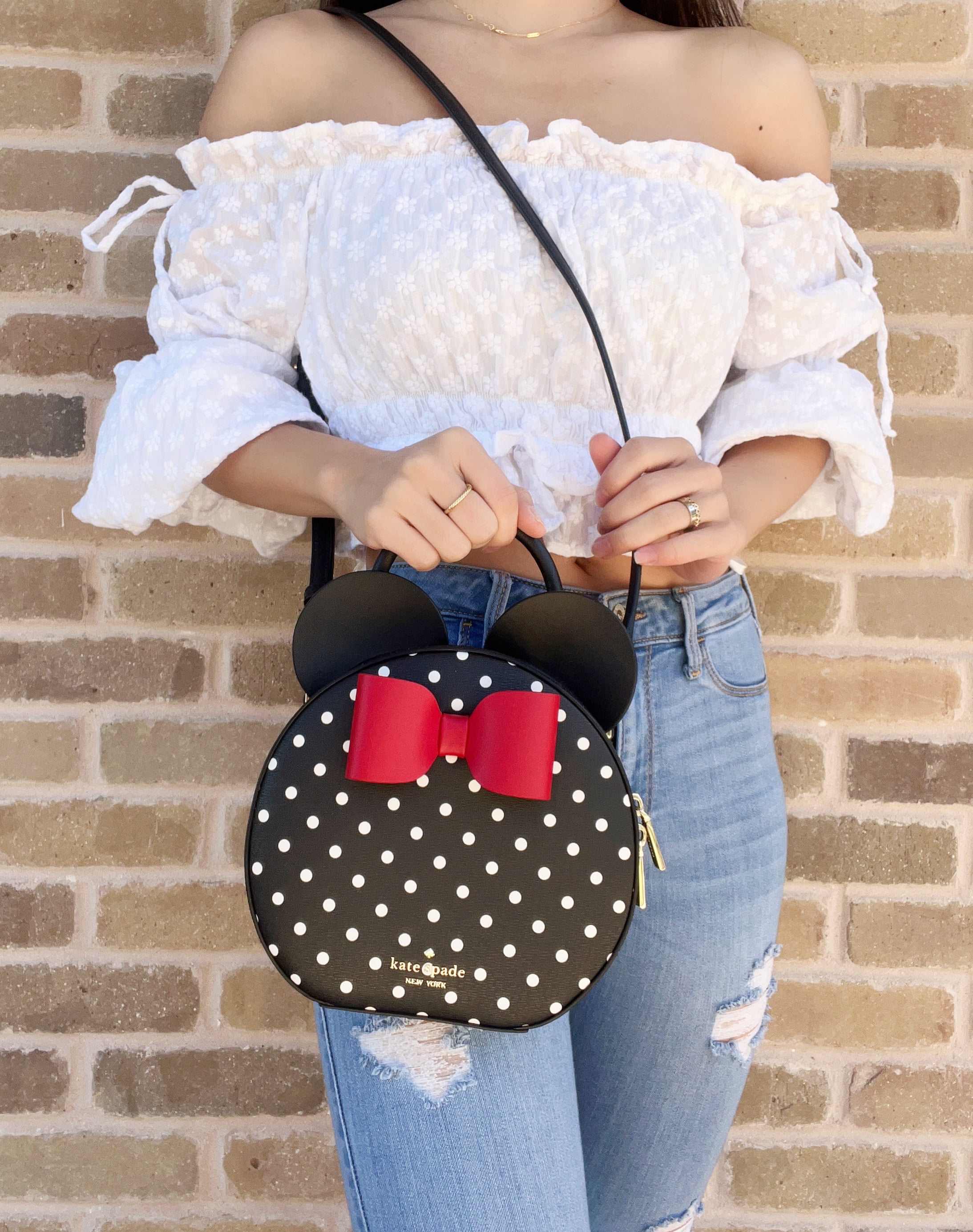 Disney x Kate Spade Minnie Mouse Round Crossbody Bag Black Multi + Card Holder
