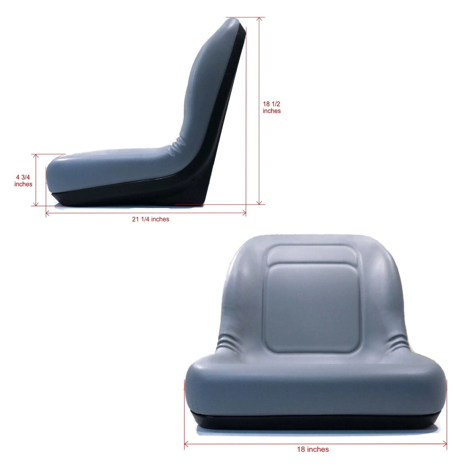 The ROP Shop | Gray HIGH BACK SEAT for John Deere Front Mount Lawn Mower F710 F725
