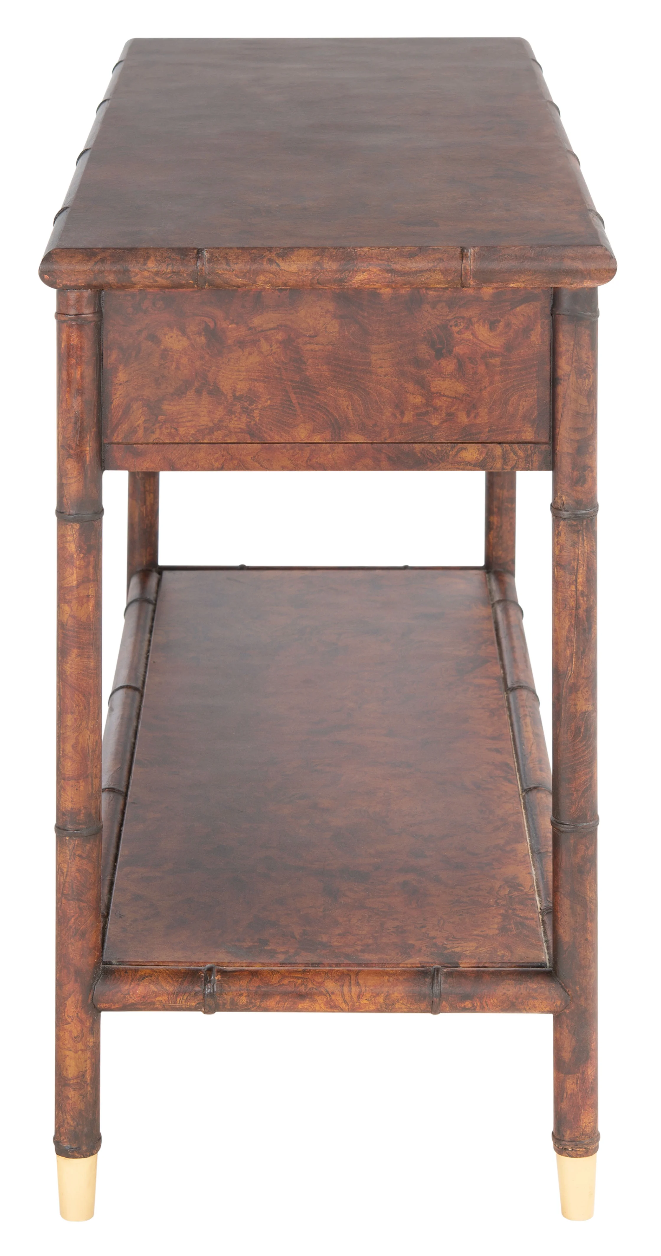 SAFAVIEH Tudor Dark Brown/Gold Wood Console Table with Drawer (42 in. W x 15.8 in. D x 29 in. H)