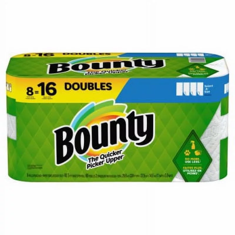 Bounty Select-A-Size Paper Towels White 8 Double Rolls = 16 Regular, Each
