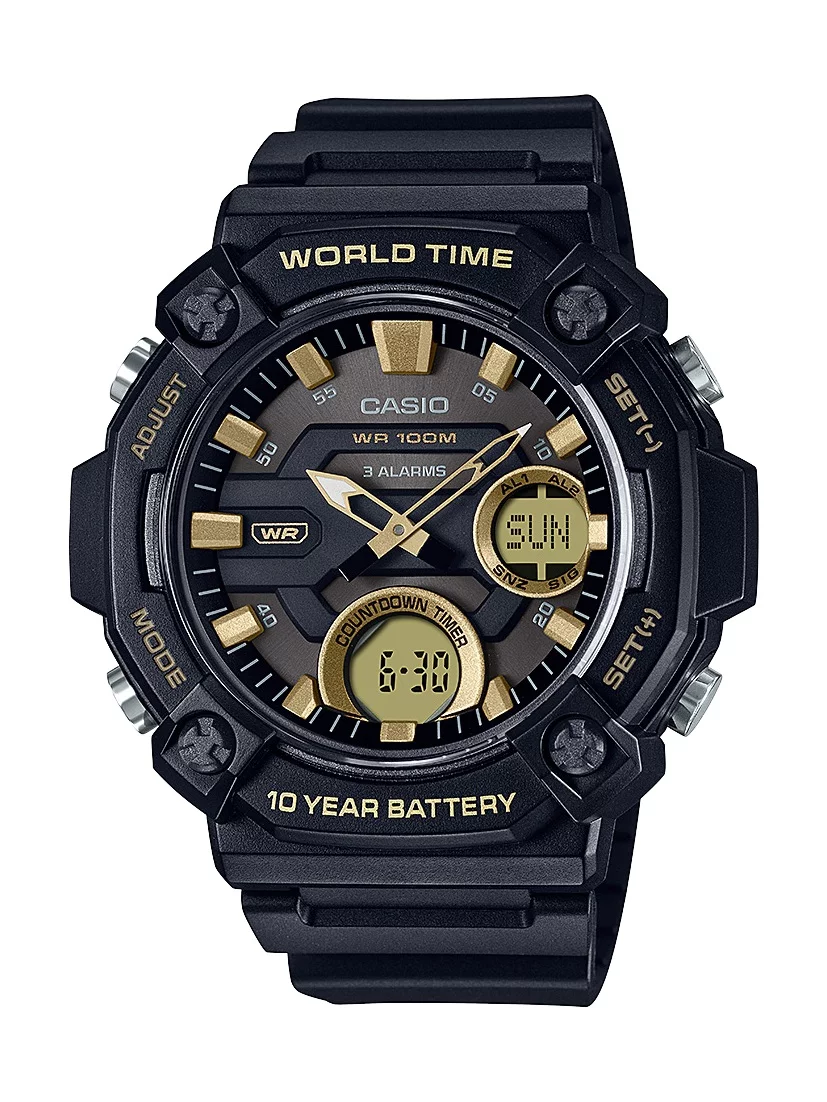 Casio Men's Heavy Duty Analog-Digital World Time Watch AEQ120-9AV