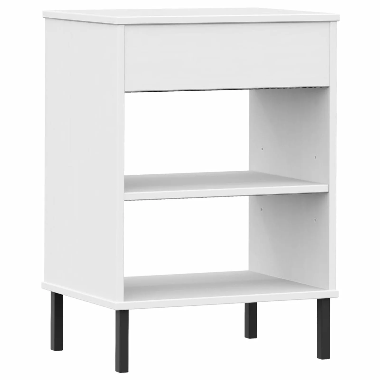 Andoer Console Cabinet with Metal Legs White Solid Wood Pine OSLO
