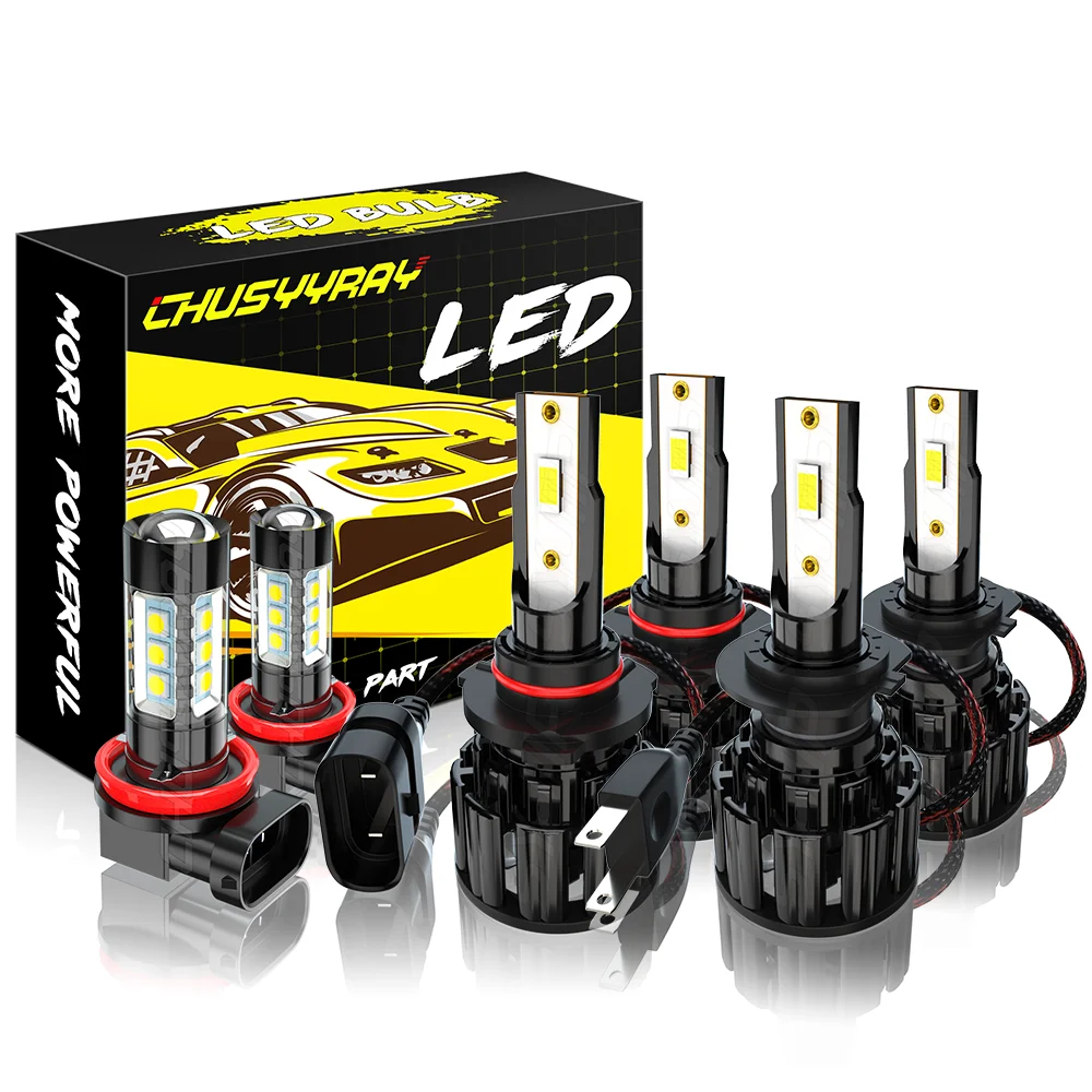 CHUSYYRAY 9005 H7 LED Headlights + H11 Fog Light Bulbs Super White - 6PC For Kia Forte 2017 2018