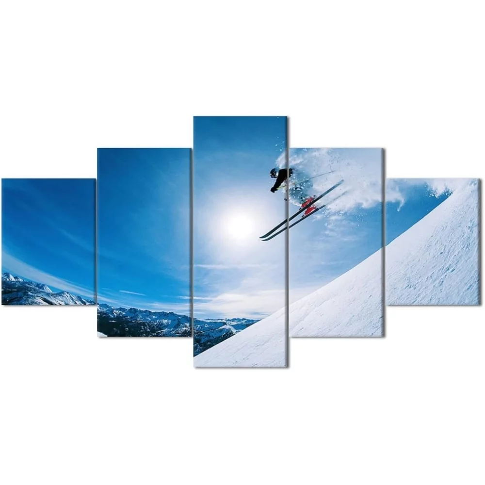 TISHIRON 5PCS Framed Sports Theme Canvas Wall Art Set,60