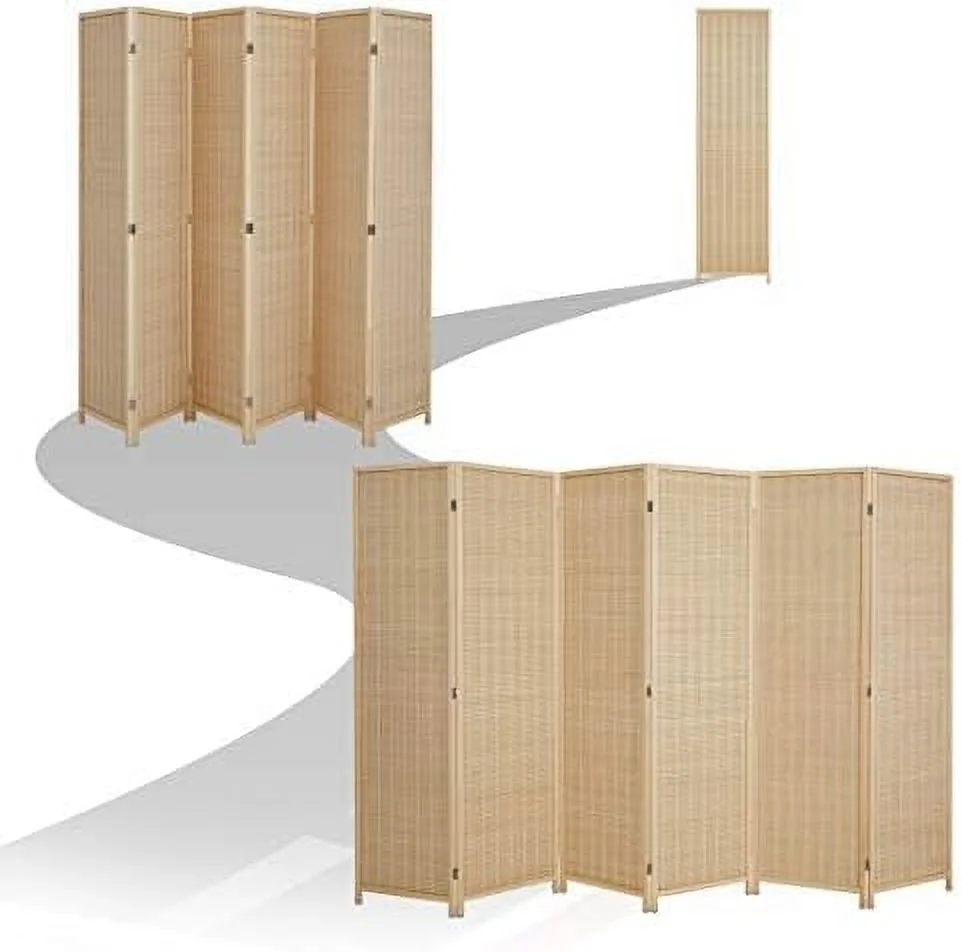 MQLIFEBOOM Room Divider Privacy Screen with Natural  4-Panel 5-Panel 6-Panel Folding Privacy Screens Freestanding Room Divider