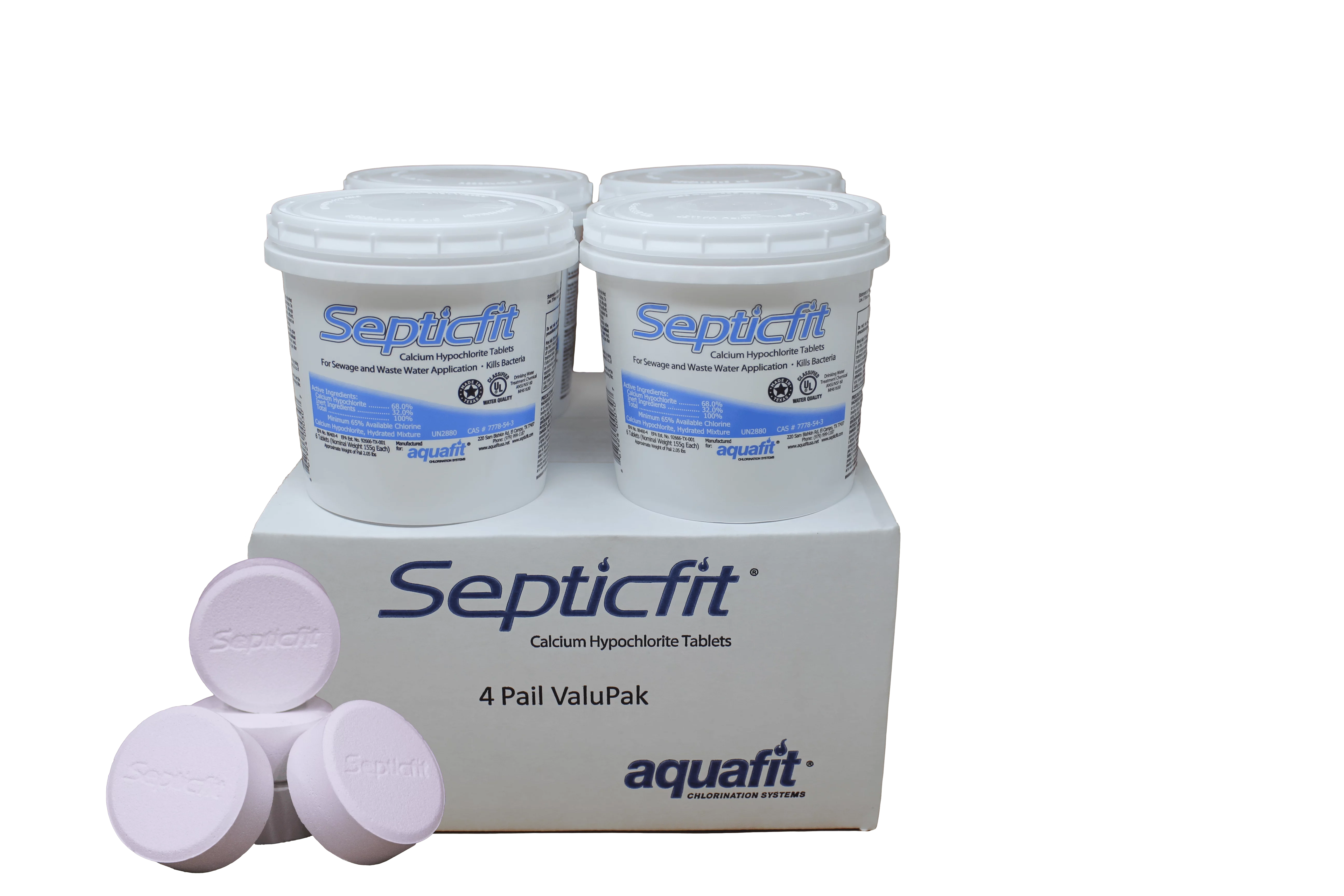 Septicfit Septic Chlorine Tablet - 4 Pail Value Pack - 6 Tablet Pails - 8.2 lbs NOT for USE in Swimming Pools