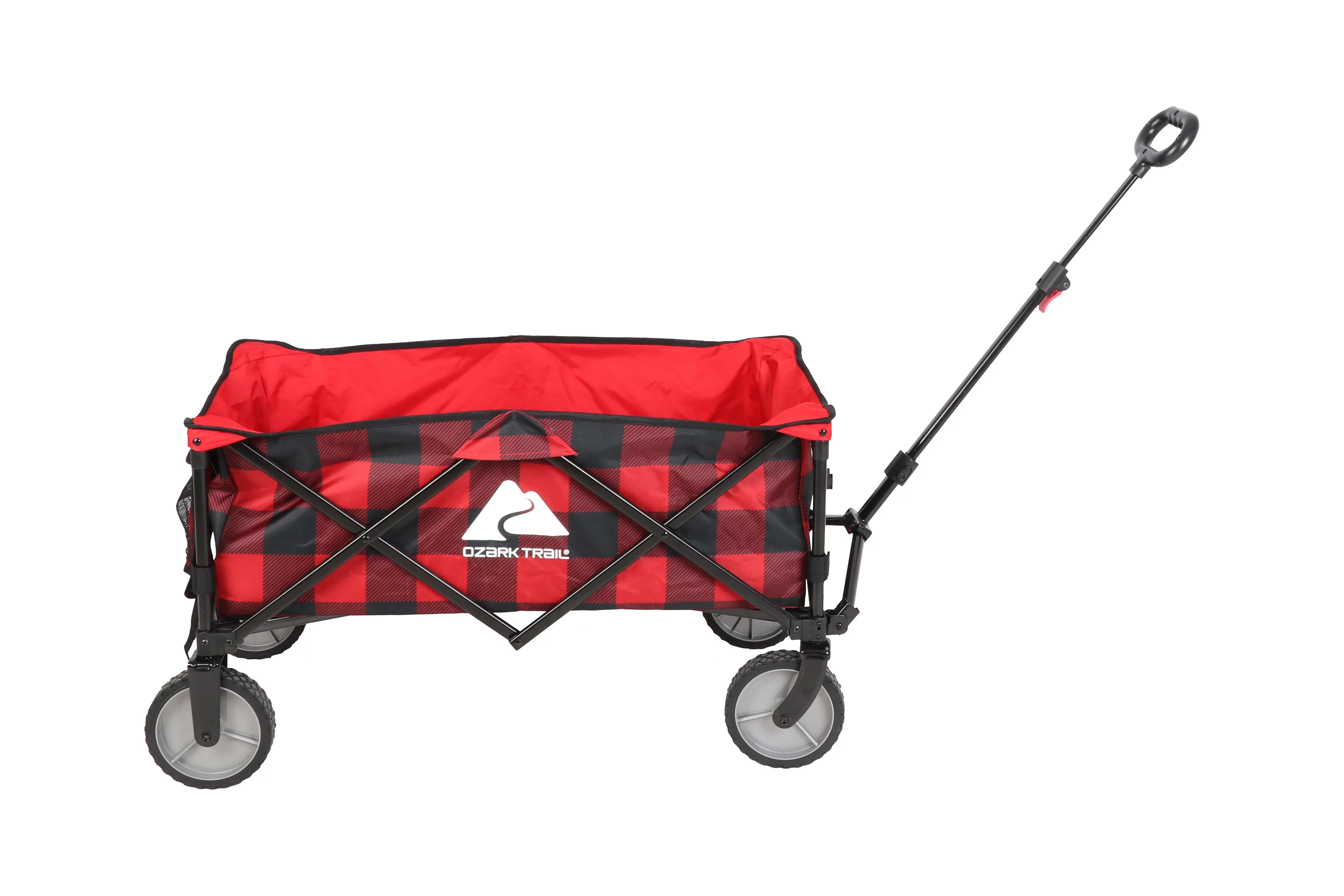Ozark Trail Buffalo Plaid Folding Multipurpose Camping Wagon Cart, Red and Black