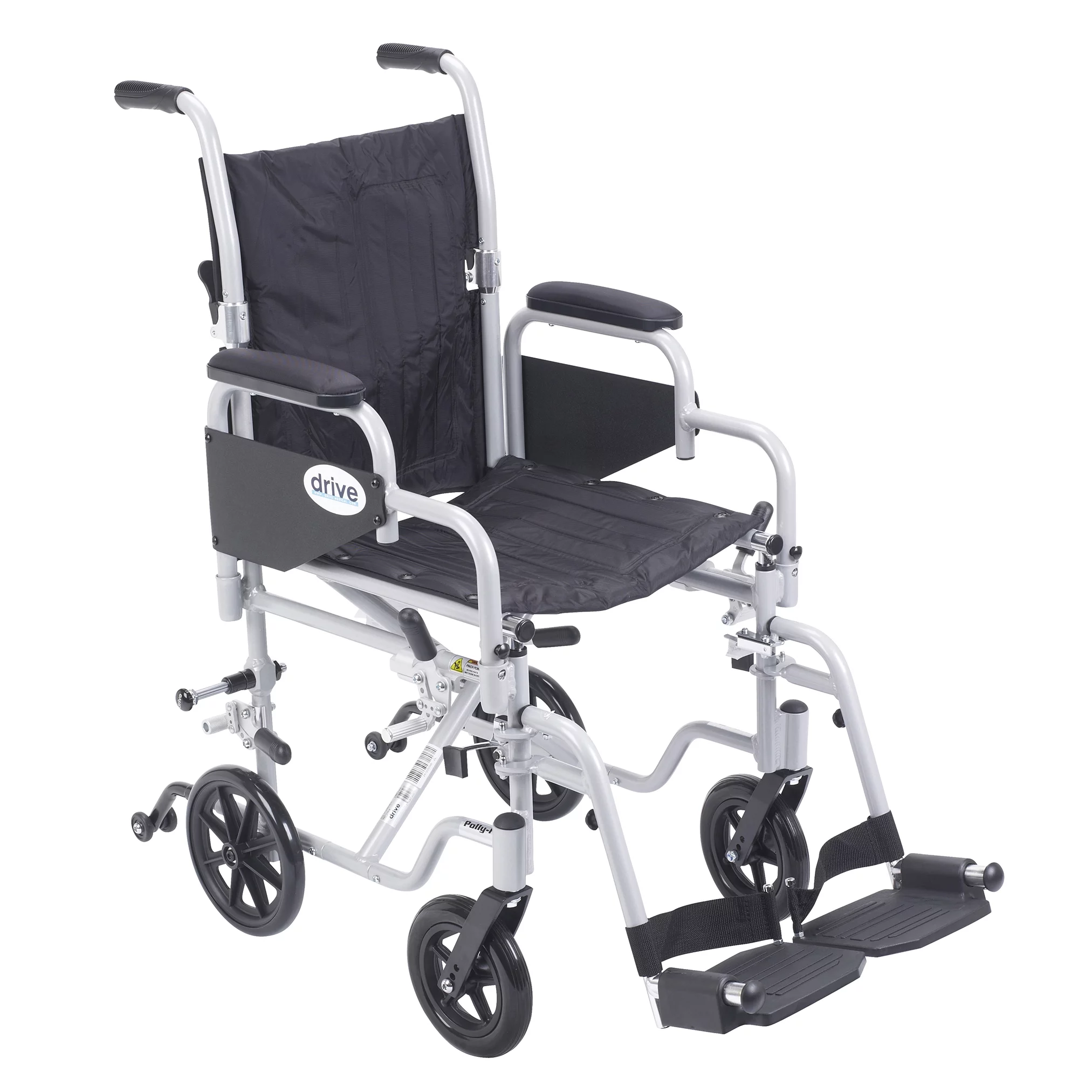 Drive Medical Poly Fly Light Weight Transport Chair Wheelchair with Swing away Footrests, 16