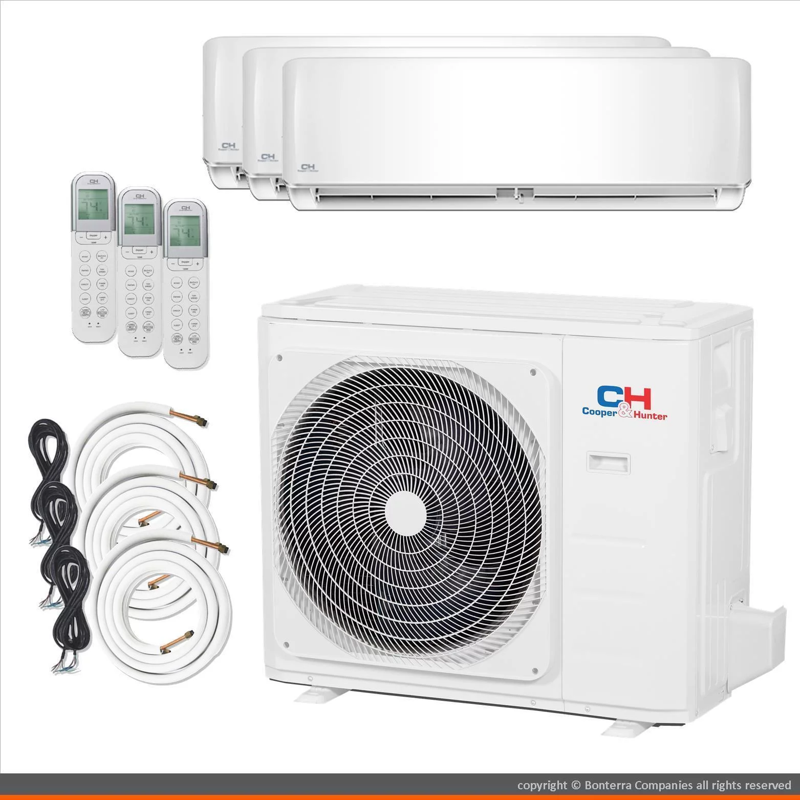 Multi 3 Zone Mini Split Heat Pump Air Conditioner Ductless 12000 24000 24000 BTU