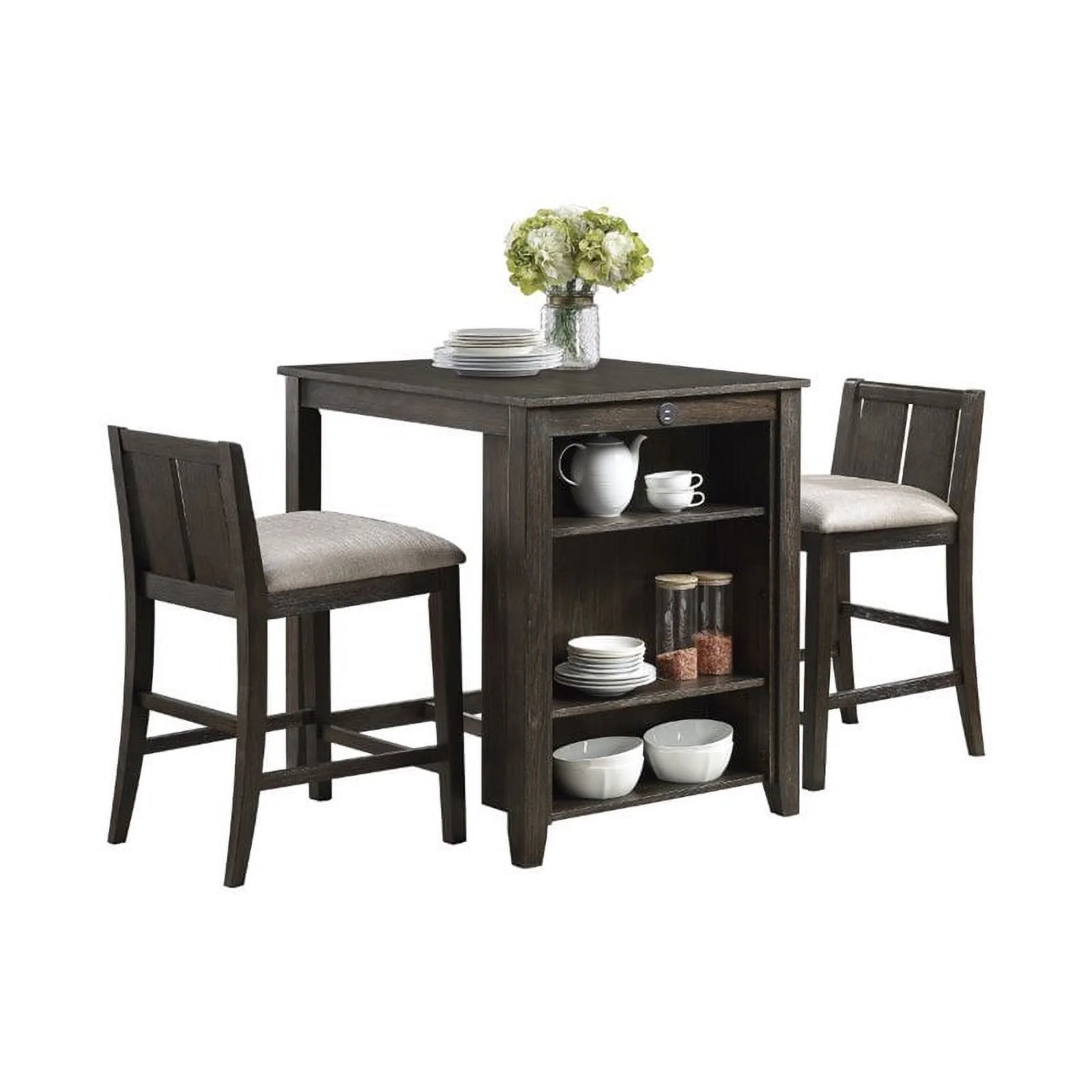 Lexicon Daye 3 Piece Wood Counter Height Dining Set in Dark Cherry