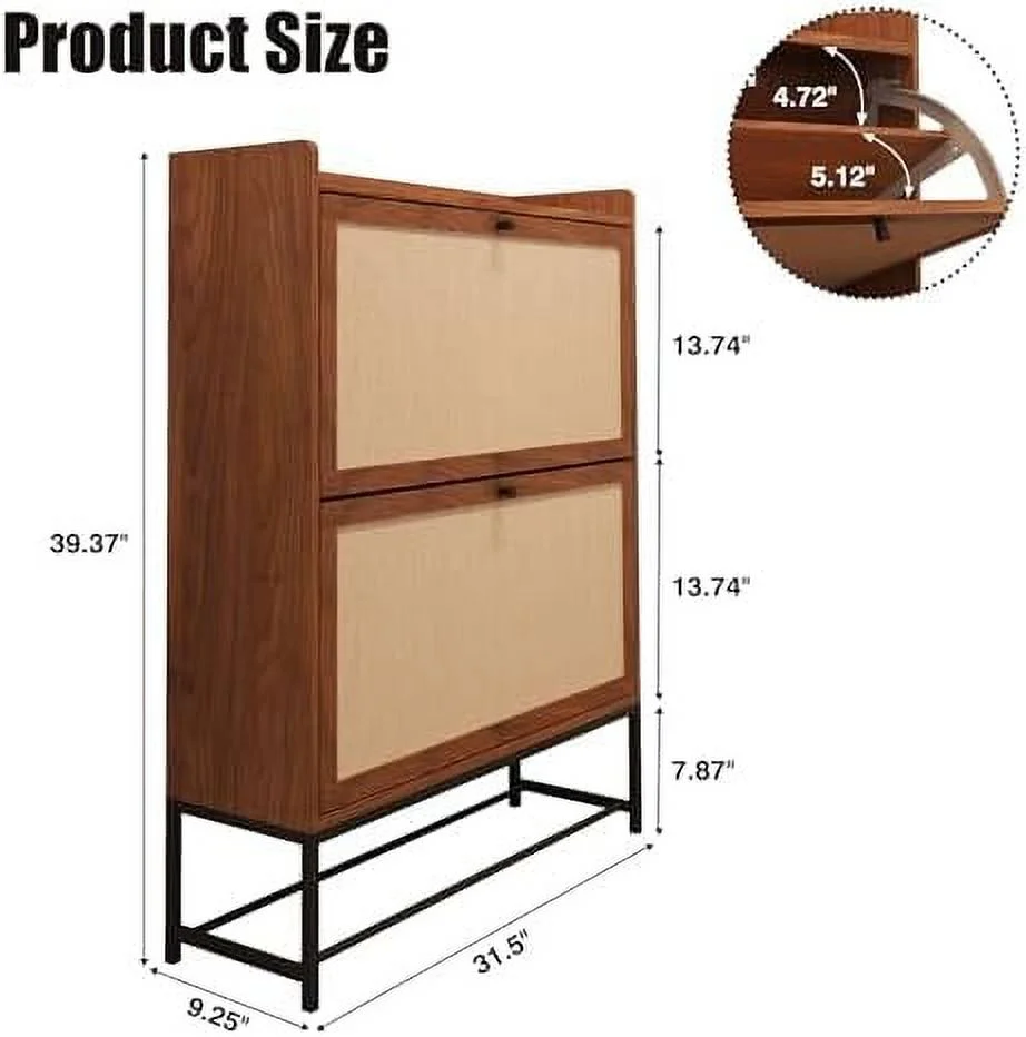 CHIUOJN Shoe Cabinet  Shoe Cabinet Freestanding Tipping Bucket Shoe Rack Organizer with 3 Flip Drawers  Modern Entryway Narrow Shoe Rack for Entryway  Hallway  Bedroom (Natural)