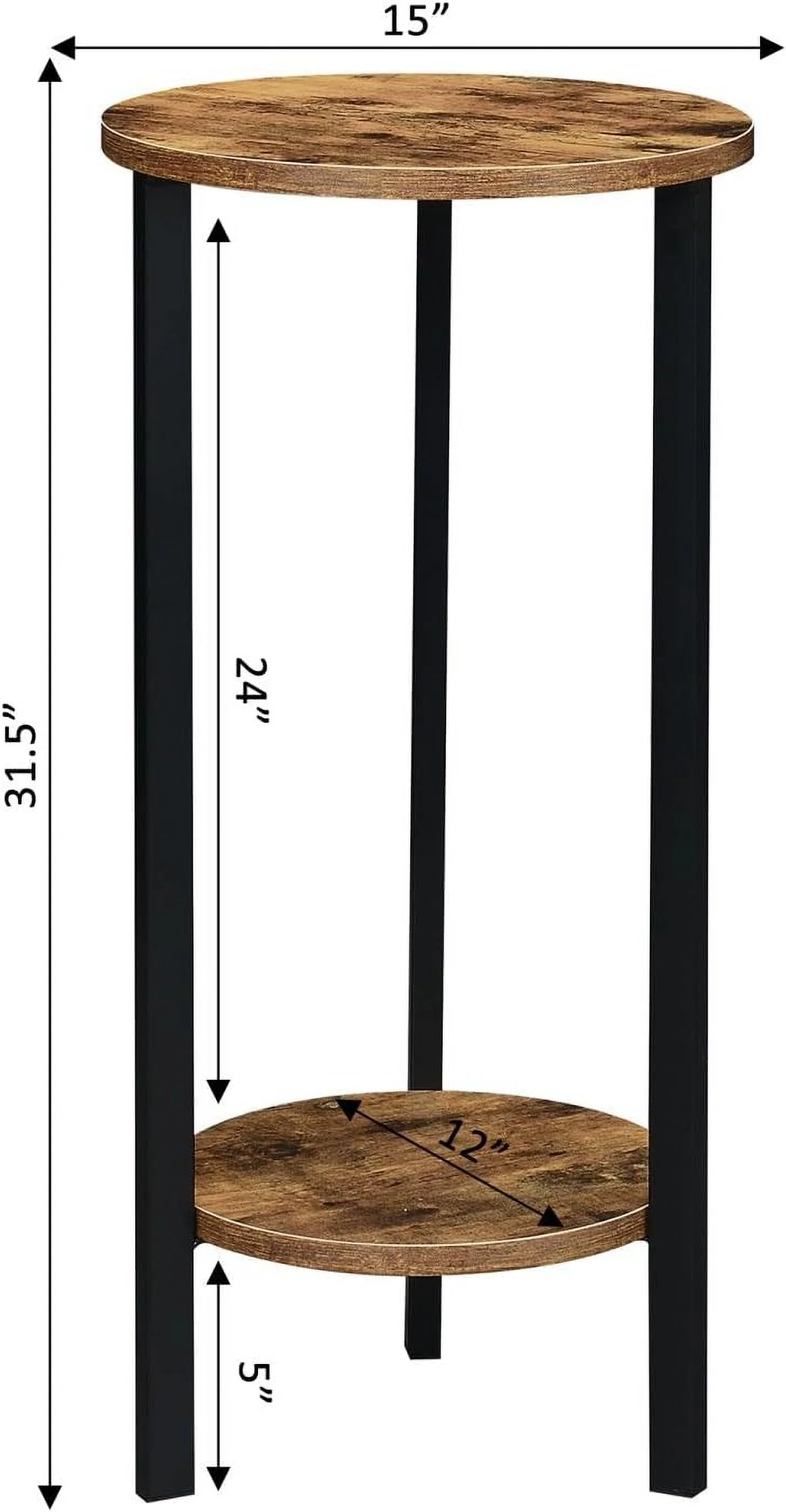 Graystone 31 Inch 2 Tier Plant Stand, Barnwood/Black