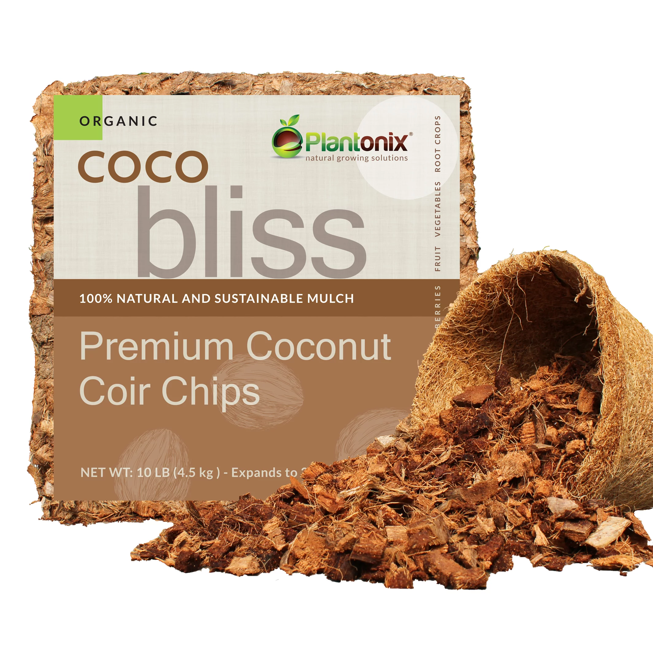 Plantonix Coco Bliss Coco Chips Mulch Block - 10 lb - 2.5 cu ft