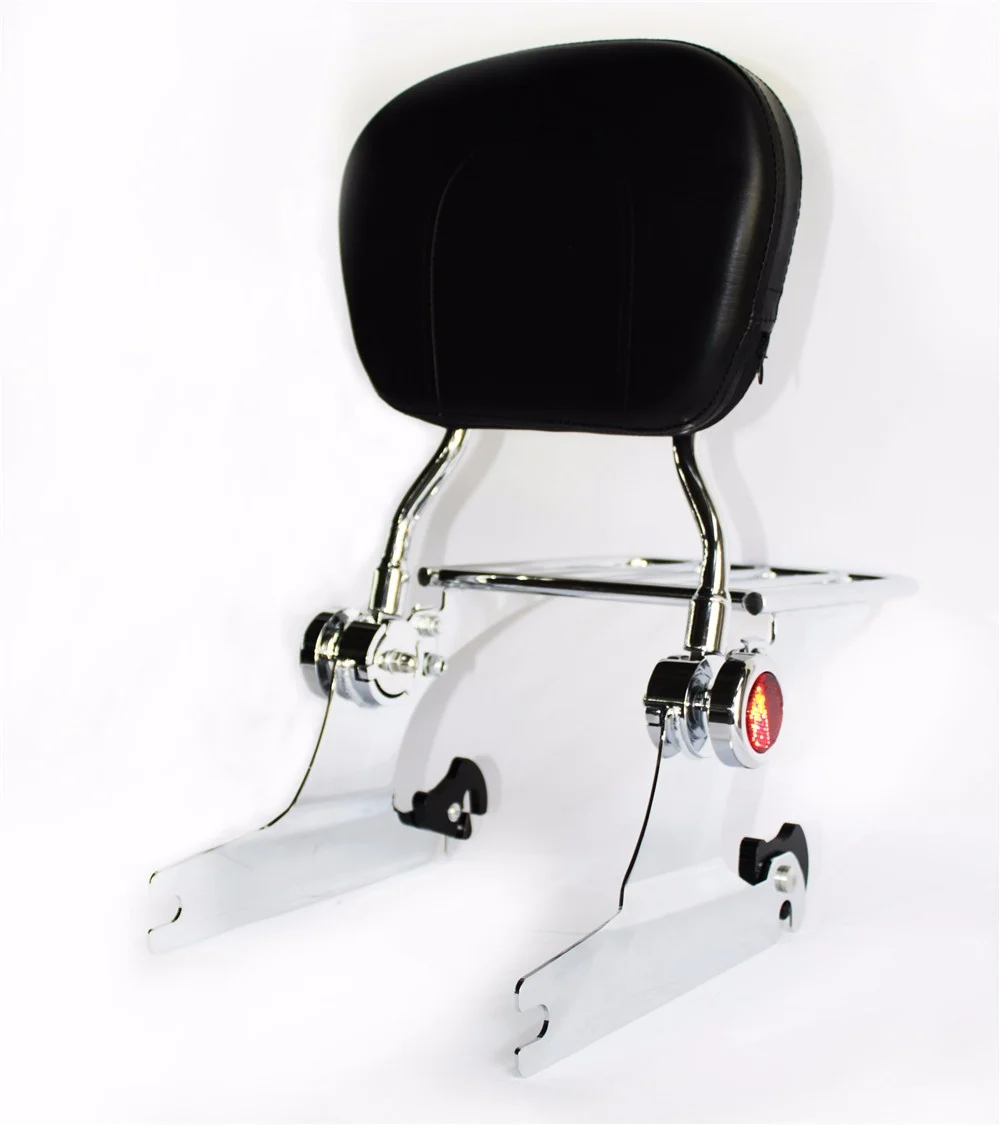 HTTMT- Adjustable Backrest Sissy Bar Luggage rack For Harley Softail 200mm 06 UP Chrome