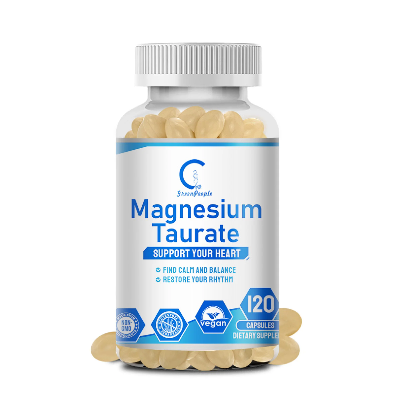 GPGP Magnesium Taurate Supplement 700mg, Healthy Muscle Function, Nerve and Heart Health Support, 60 Vegan Tablets, Gluten Free