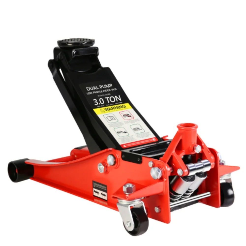 Hydraulic Low Profile and Steel Racing Floor Jack with Dual Piston Quick Lift Pump,3 Ton (6600 lb) Capacity, Lifting range 3.3
