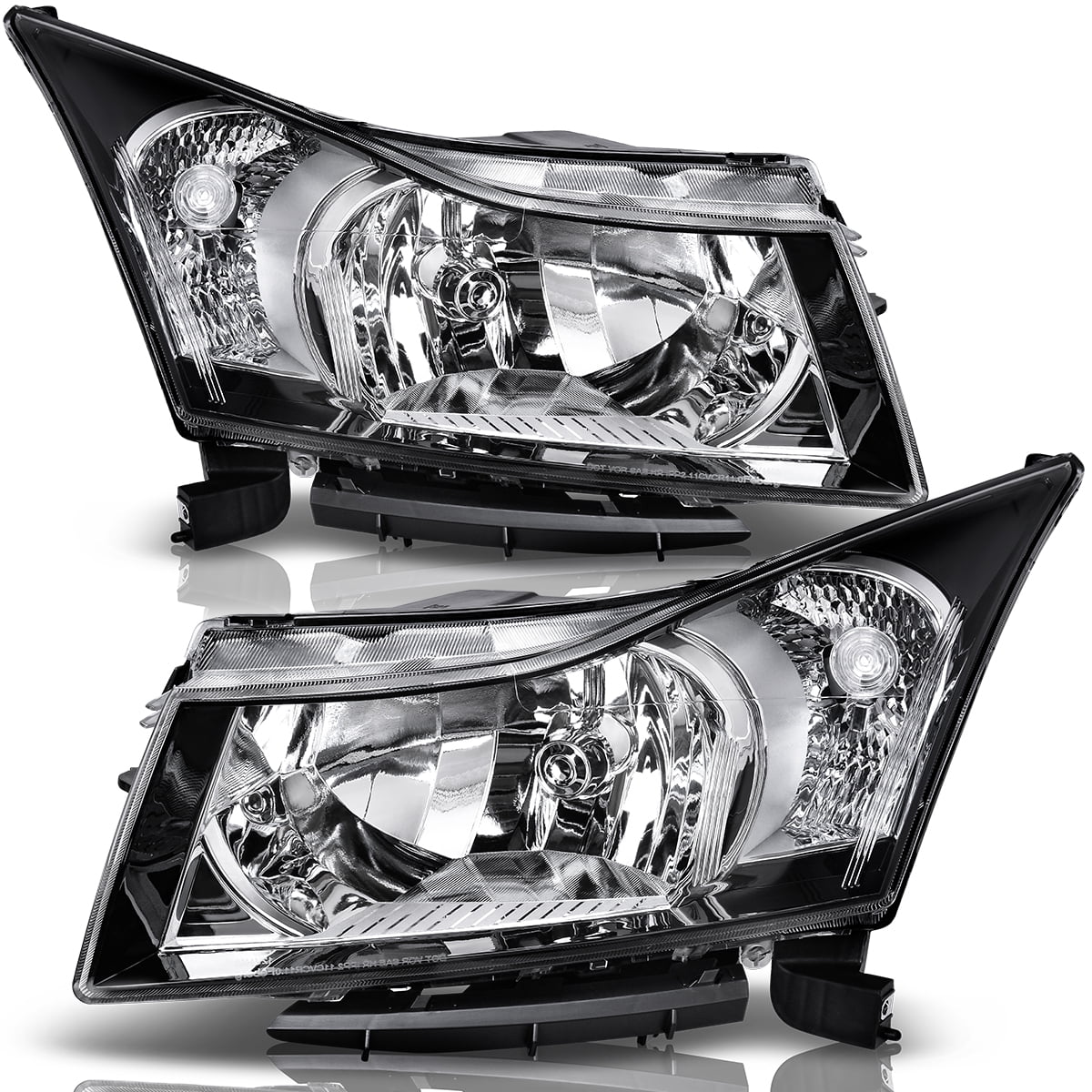 LEDKINGDOMUS Black Housing Headlights Replacement For 2011-2015 Chevy Cruze Left+Right Lamp