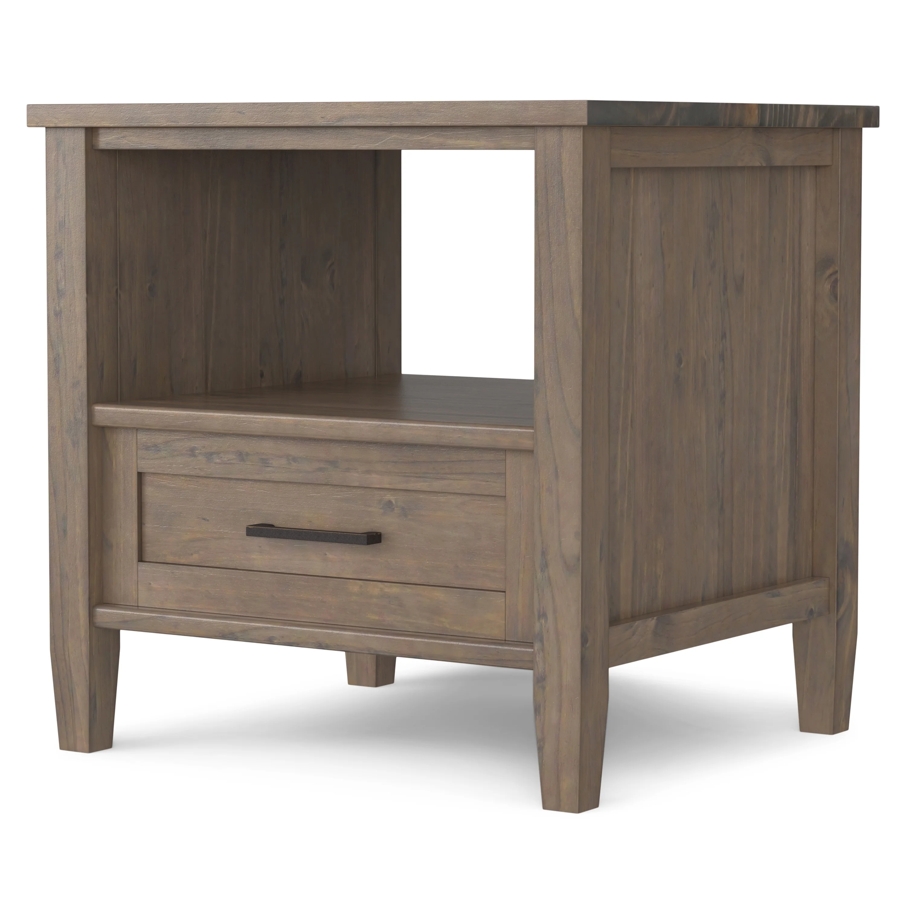 Simpli home Ela SOLID WOOD 20 inch Wide Rectangle Transitional End Table in Smoky Brown