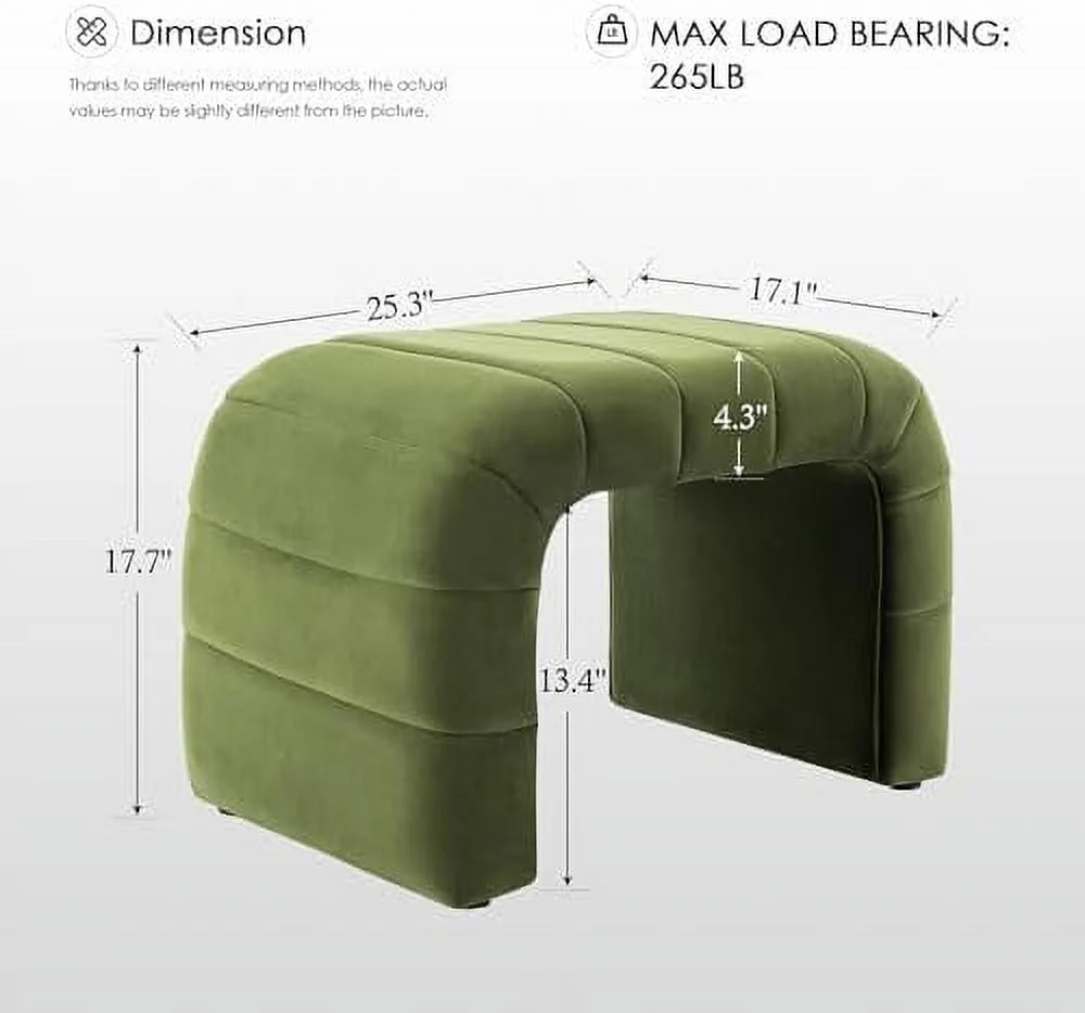 HYHBIBOOM Modern Ottoman Foot   Boucle Vanity Stool  Chic Channel Tufted Ottoman Bench  Small Bench for Entryway Living Room Bedroom