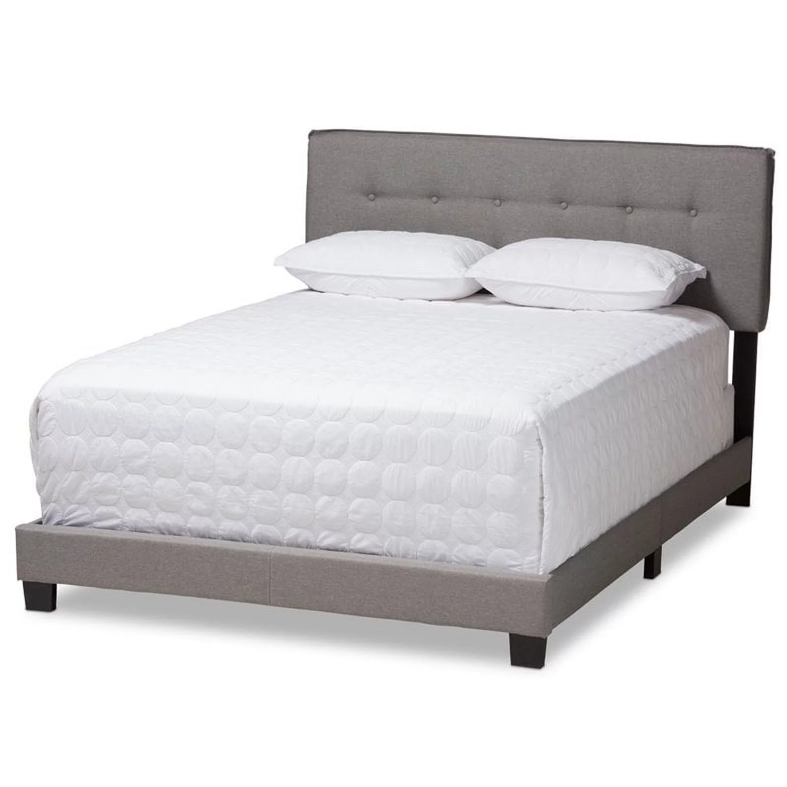 Bowery Hill Fabric Tufted Queen Bed in Light Grey