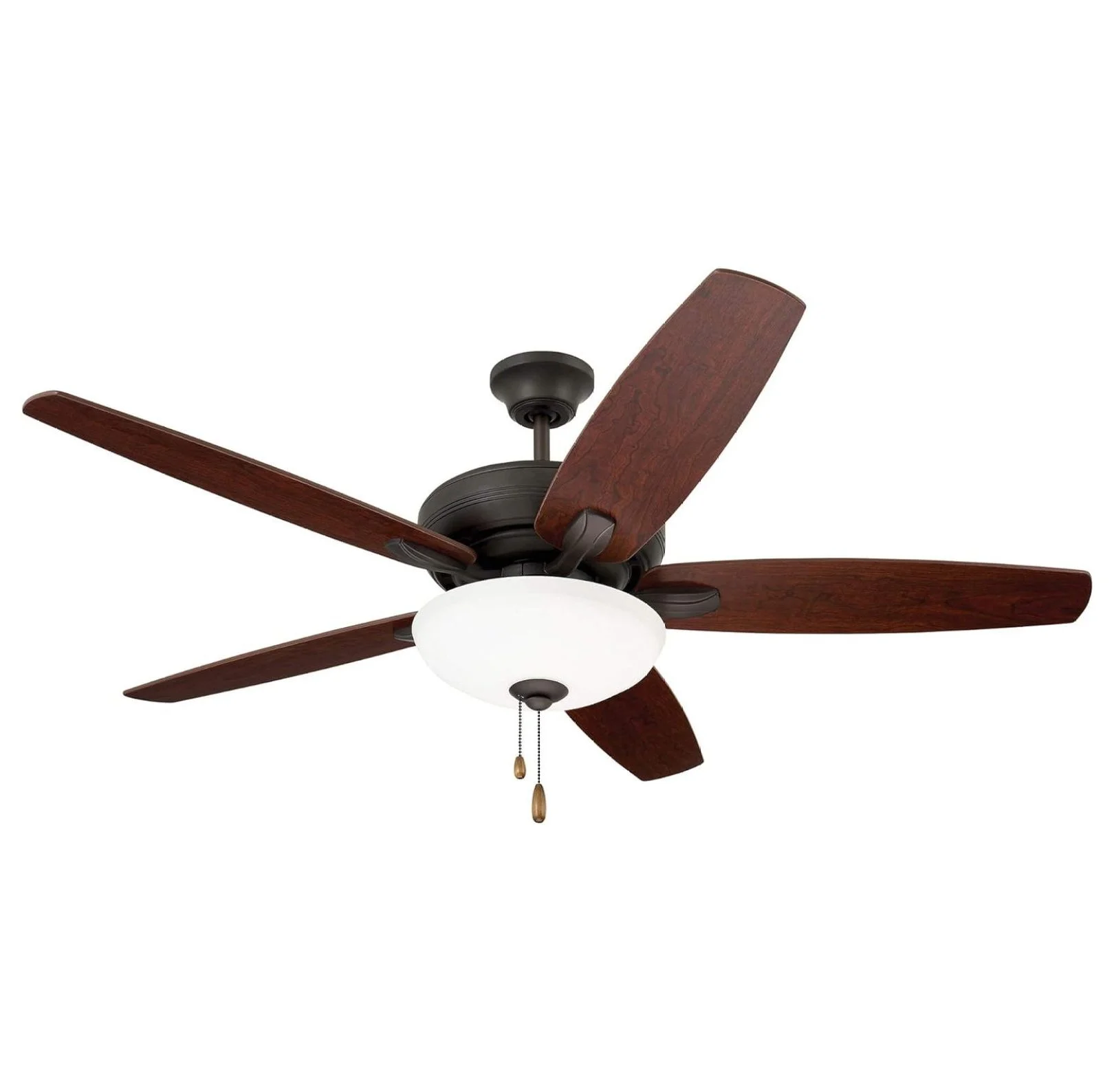 LED Ceiling Fan with Light Kit | 52 Inch Fixture with 5 Blades, Removable Glass Shade, and Pull Chain | Low Profile Hugger with Dual Mount Design and Downrod, Oil Rubbed Bronze