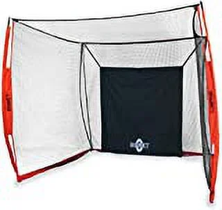 Bownet Softball and Baseball Hitting Cube Net (8'x8') Batting Pitching Practice Equipment -Portable Backstop, Cube Nets - Durable Powder-Coated Frame - Easy Setup - Travel Bag Included, Orange