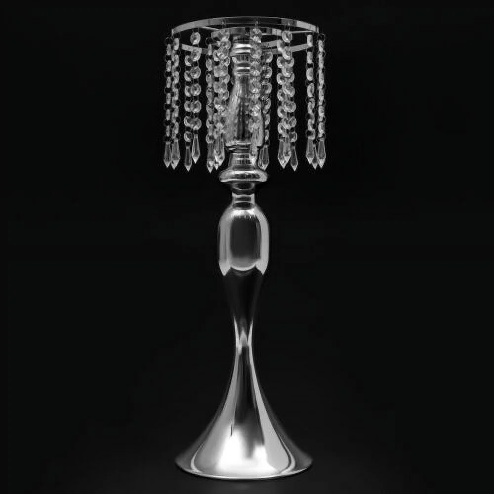 10 PCS Metal Silver Flower Vase Wedding Table Centerpieces Crystal Flower Stand