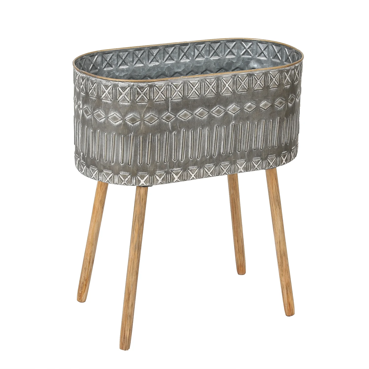 LuxenHome Two Piece Gray Metal Cache Pot Planters