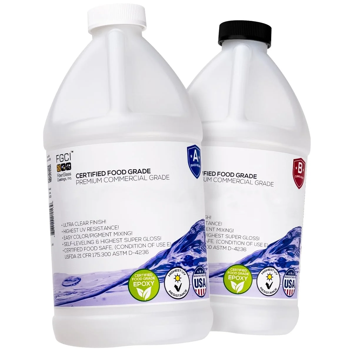 Table Top Epoxy Resin 1 Gallon | 128 oz Kit, Anti-Yellow Highest UV Impact Resistance, Food Grade Safe, Ultra Crystal Clear Gloss, Bubble Free, Bar & Surface Coat, Tumblers, Wood, DIY